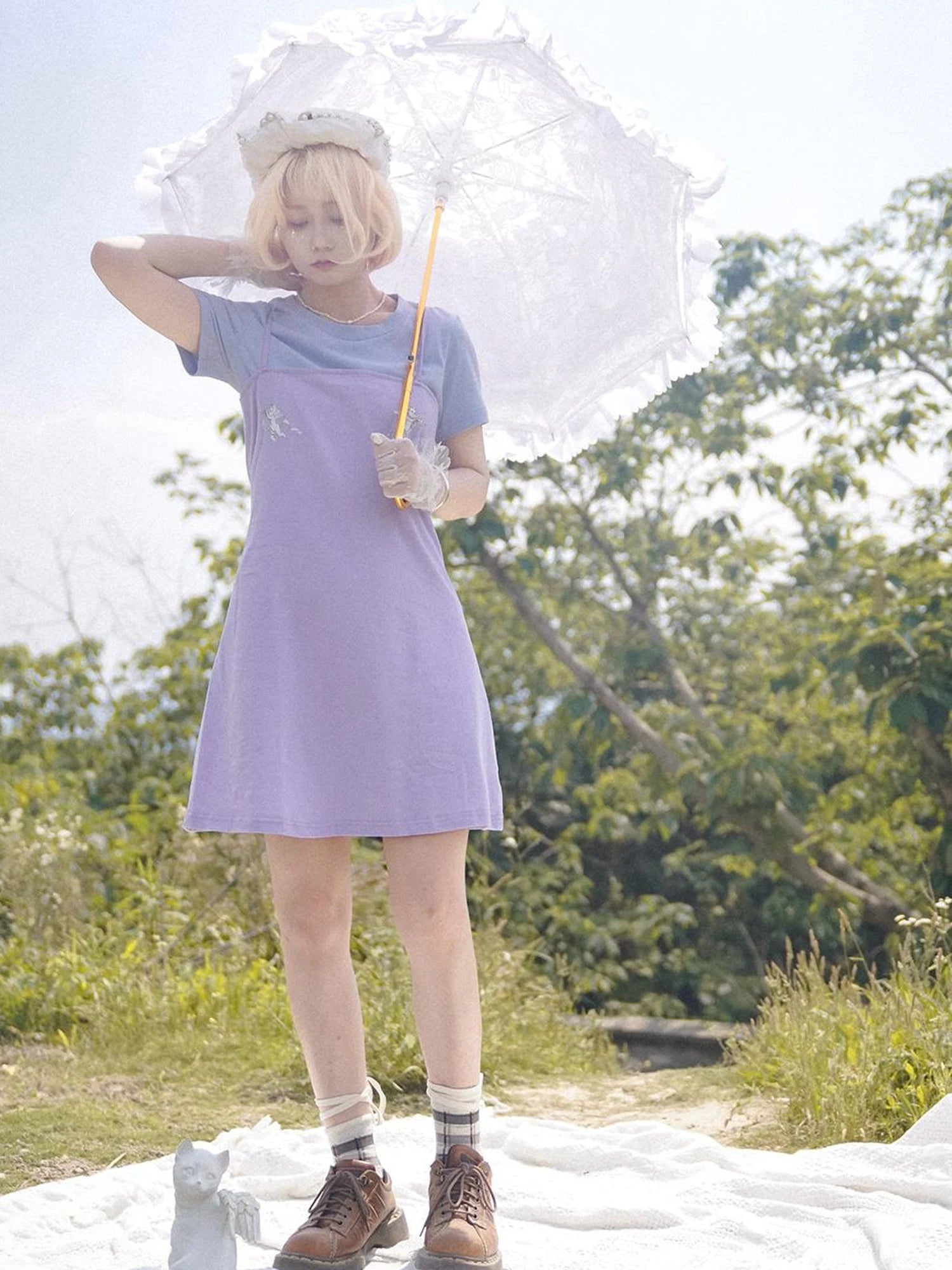 Day To Day Angel Print Cute Cropped T Shirt