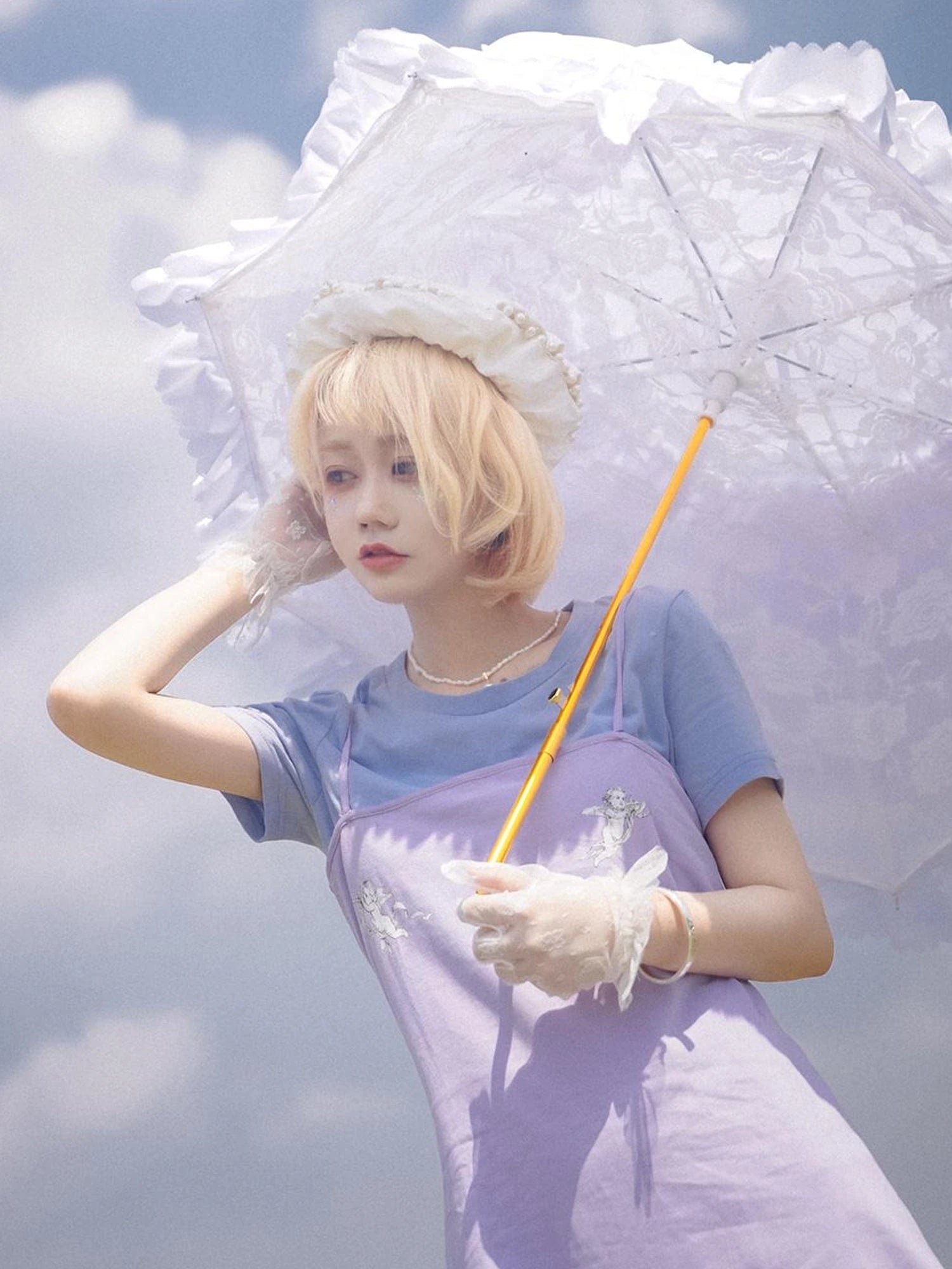 Day To Day Angel Print Cute Cropped T Shirt