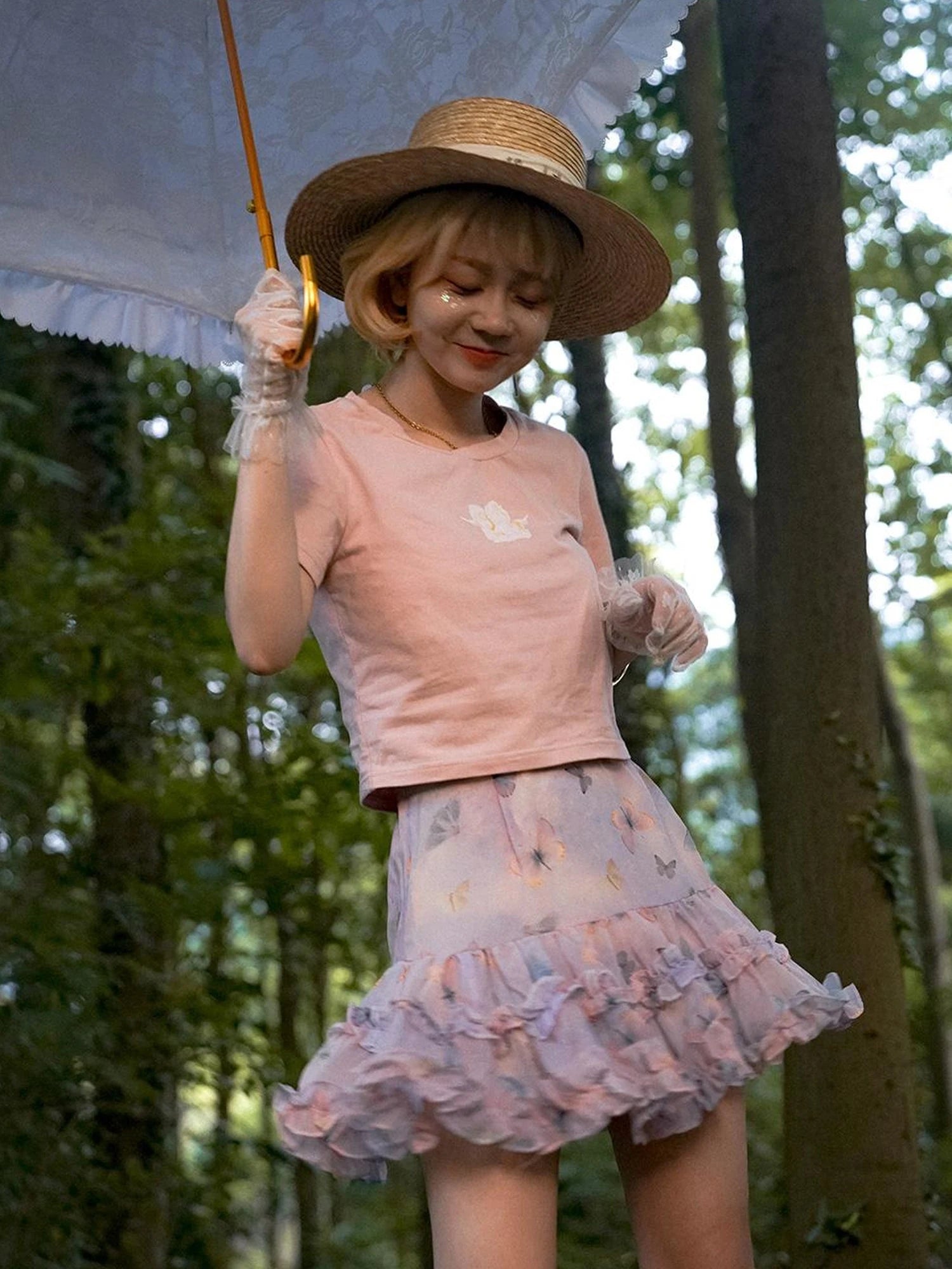 Day To Day Angel Print Cute Cropped T Shirt