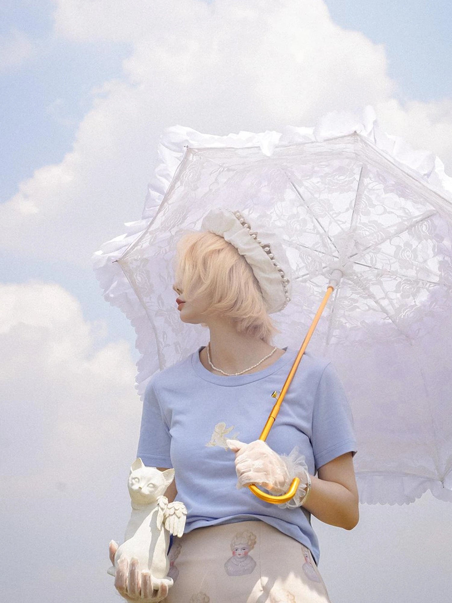 Day To Day Angel Print Cute Cropped T Shirt