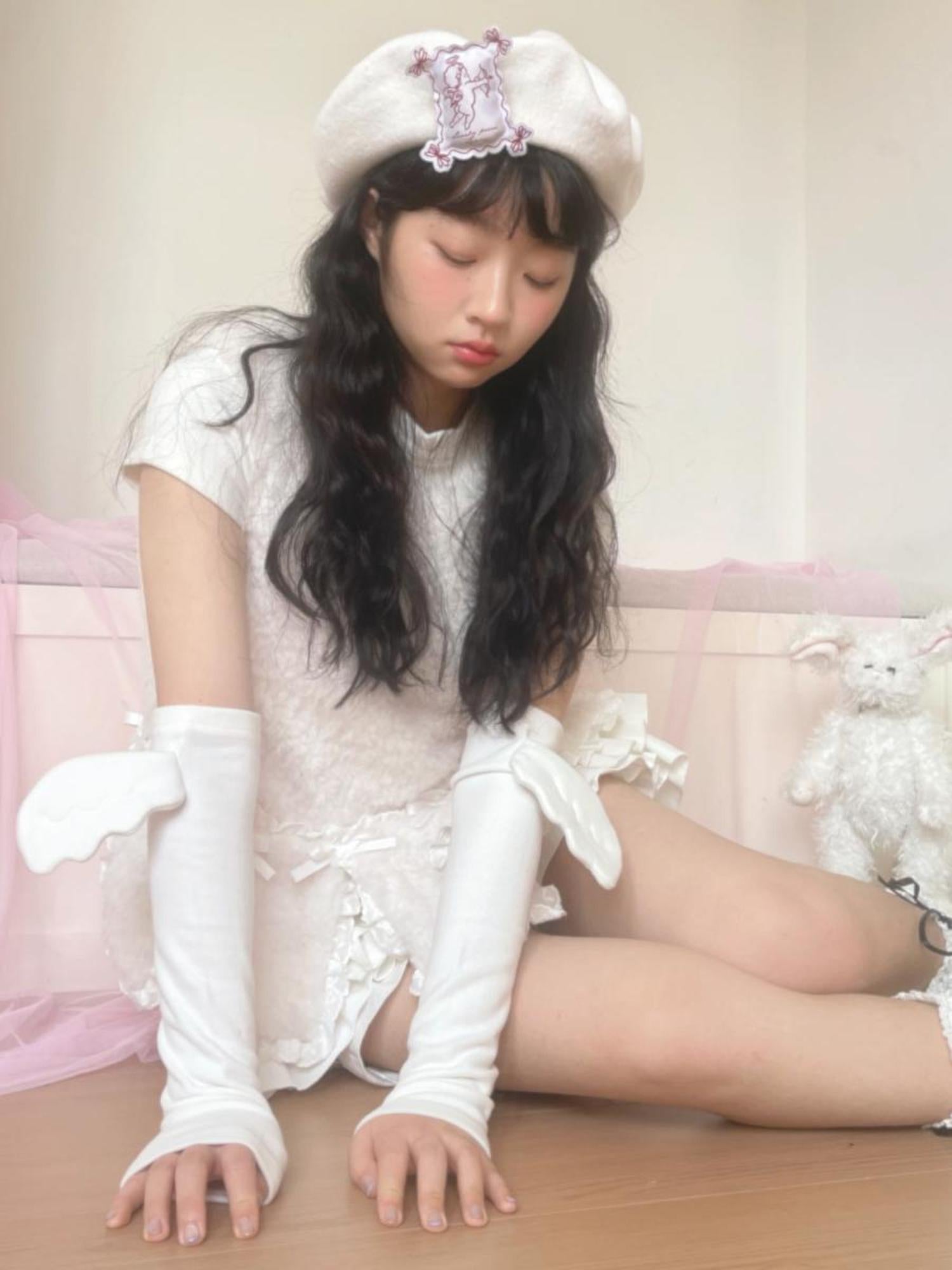 Daytoday Day To Day Poetry Beret Cute Angel Gray