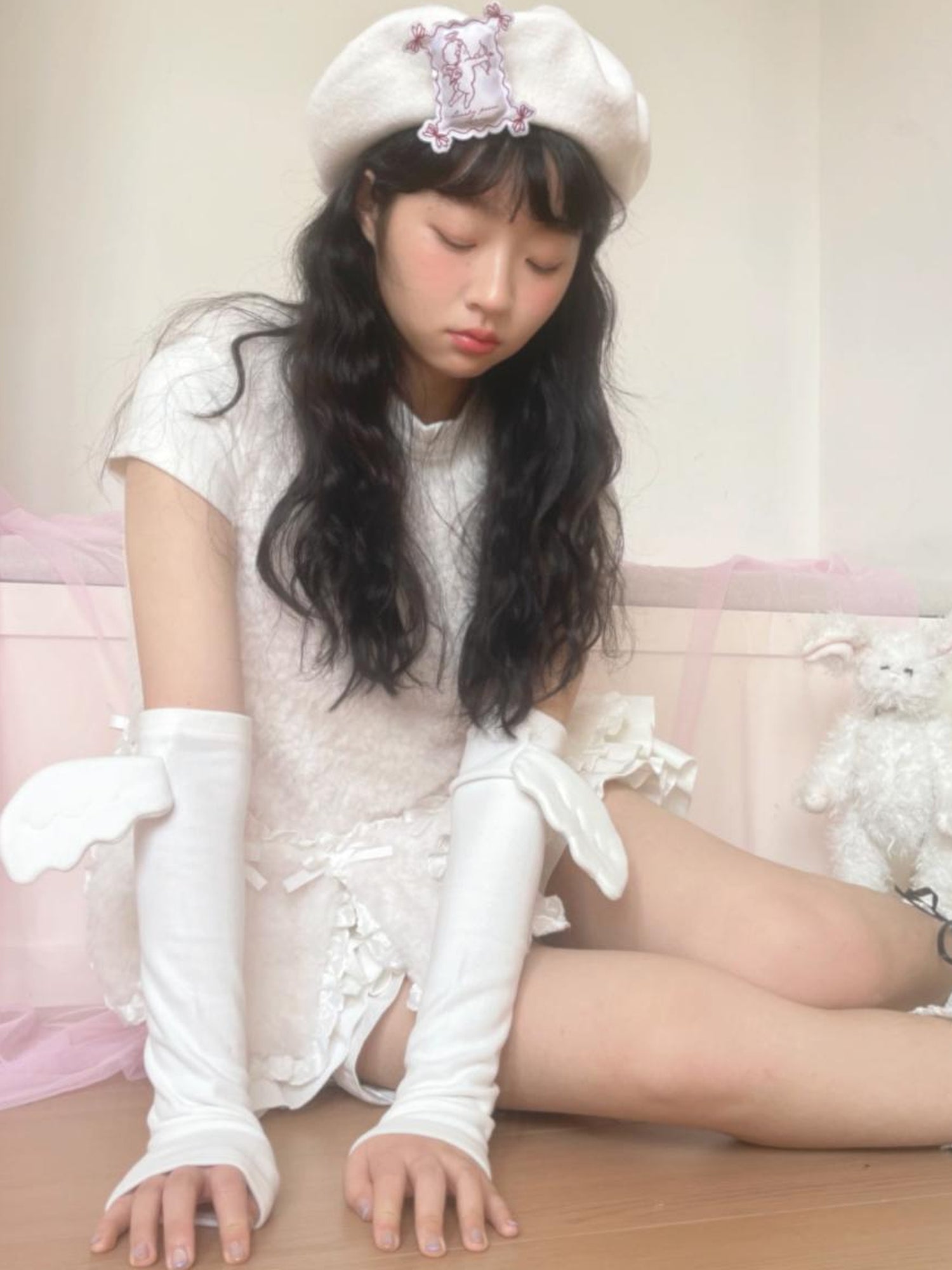 Daytoday Day To Day Poetry Beret Cute Angel Gray