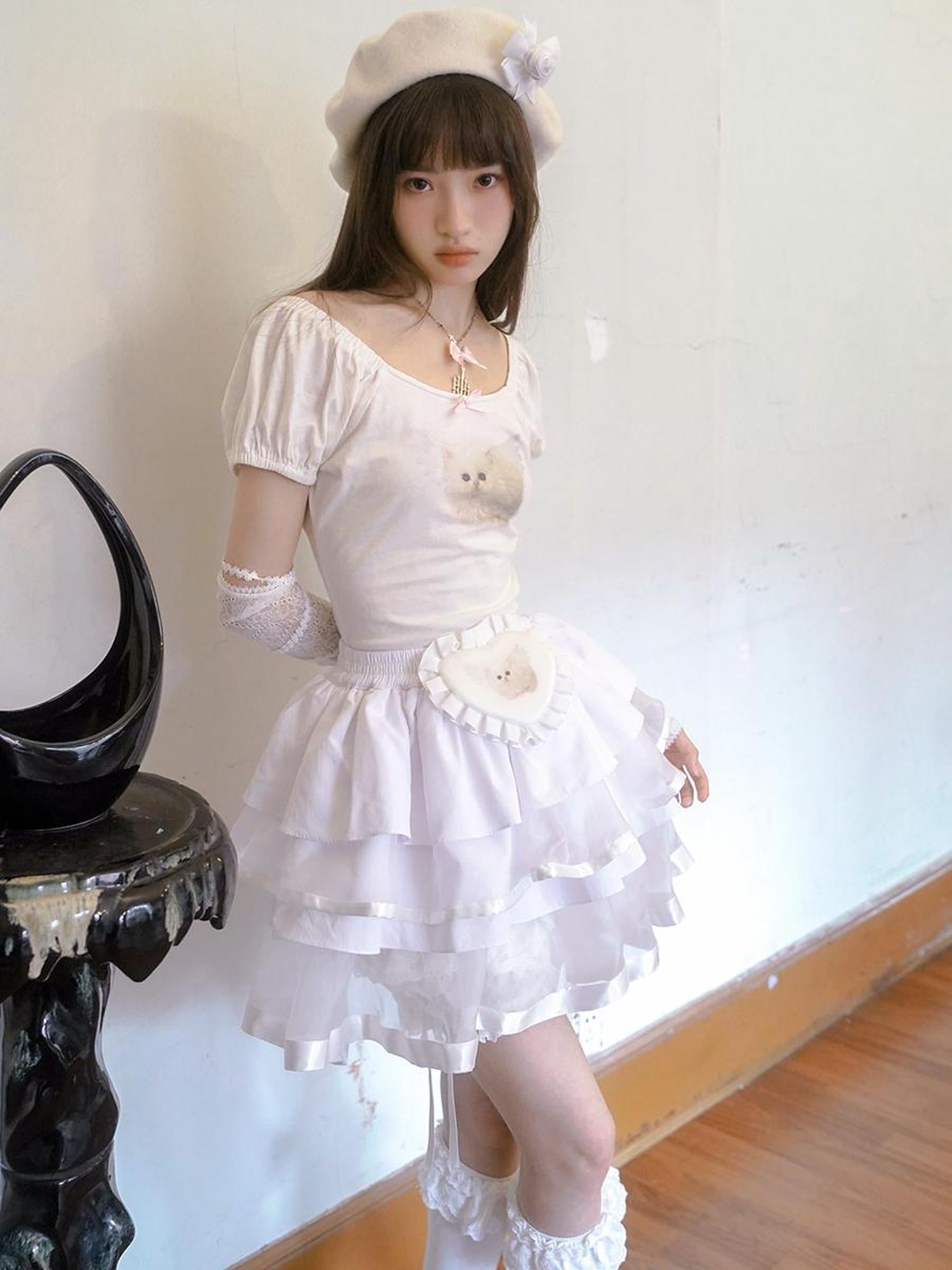 Daytoday Day To Day Princess Ballet Angel Print Fluffy Short Skirt