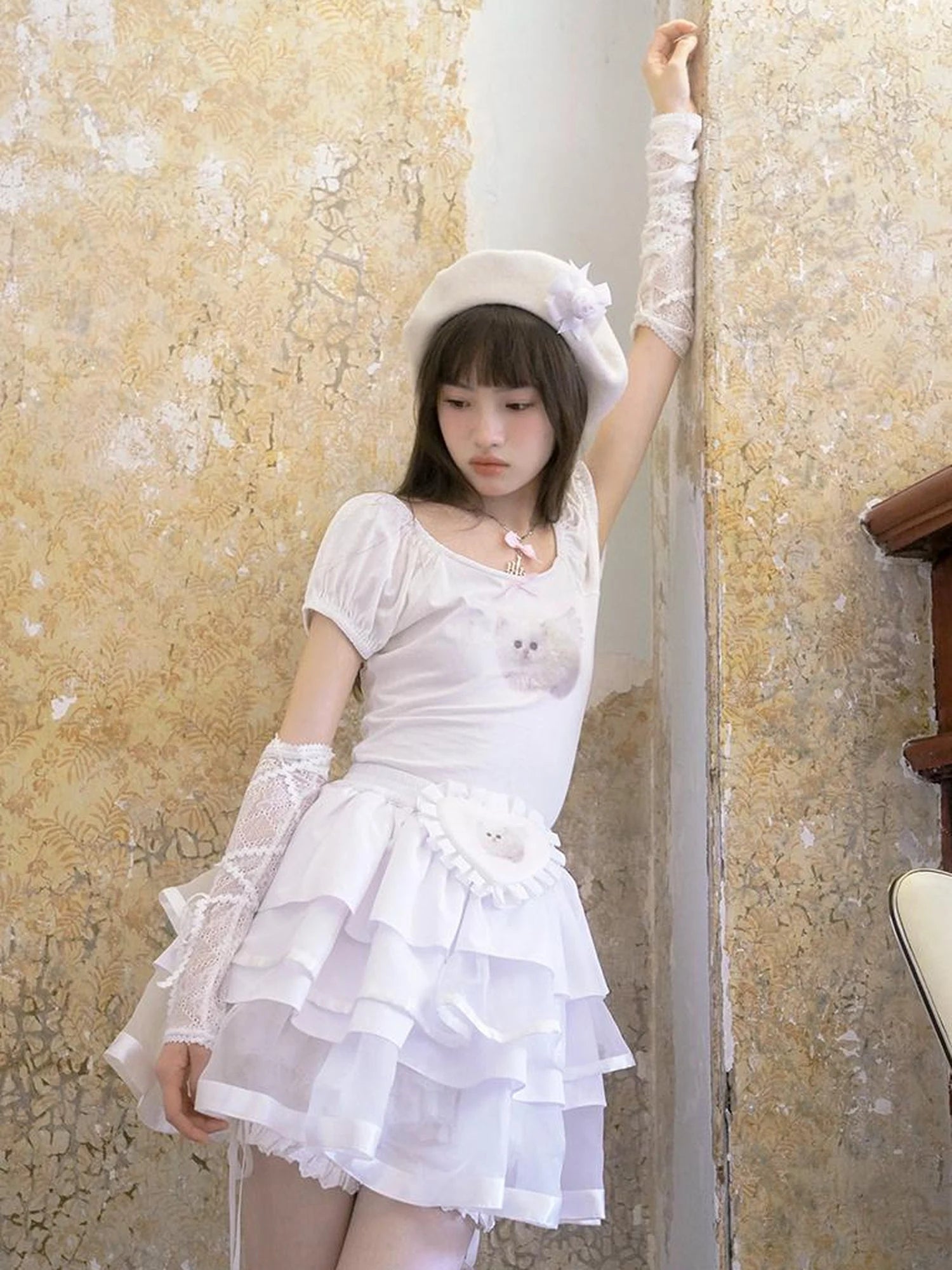 Day To Day Princess Ballet Angel Print Fluffy Short Skirt