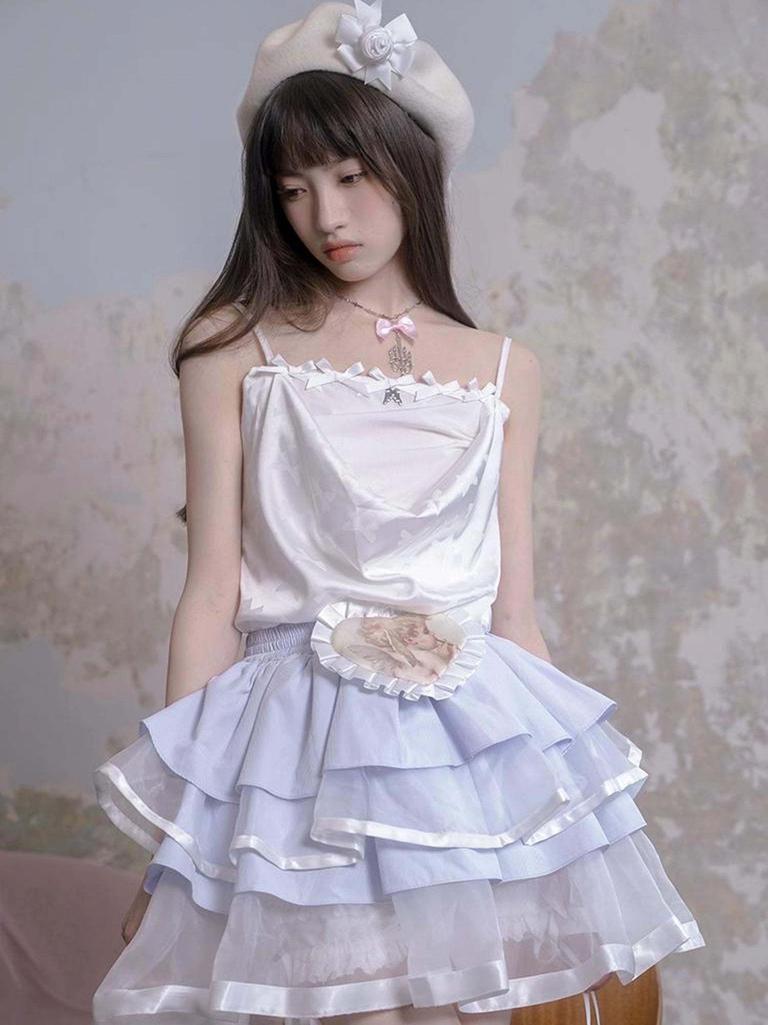 Day To Day Princess Ballet Angel Print Fluffy Short Skirt