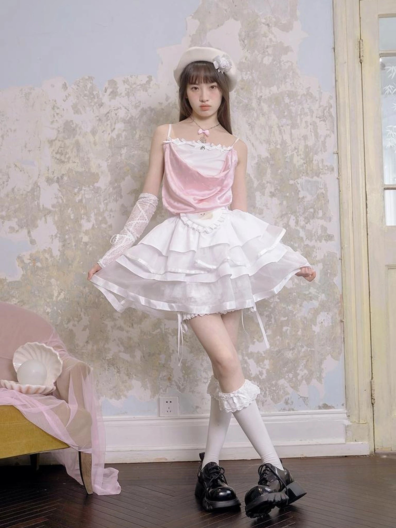Day To Day Princess Ballet Angel Print Fluffy Short Skirt