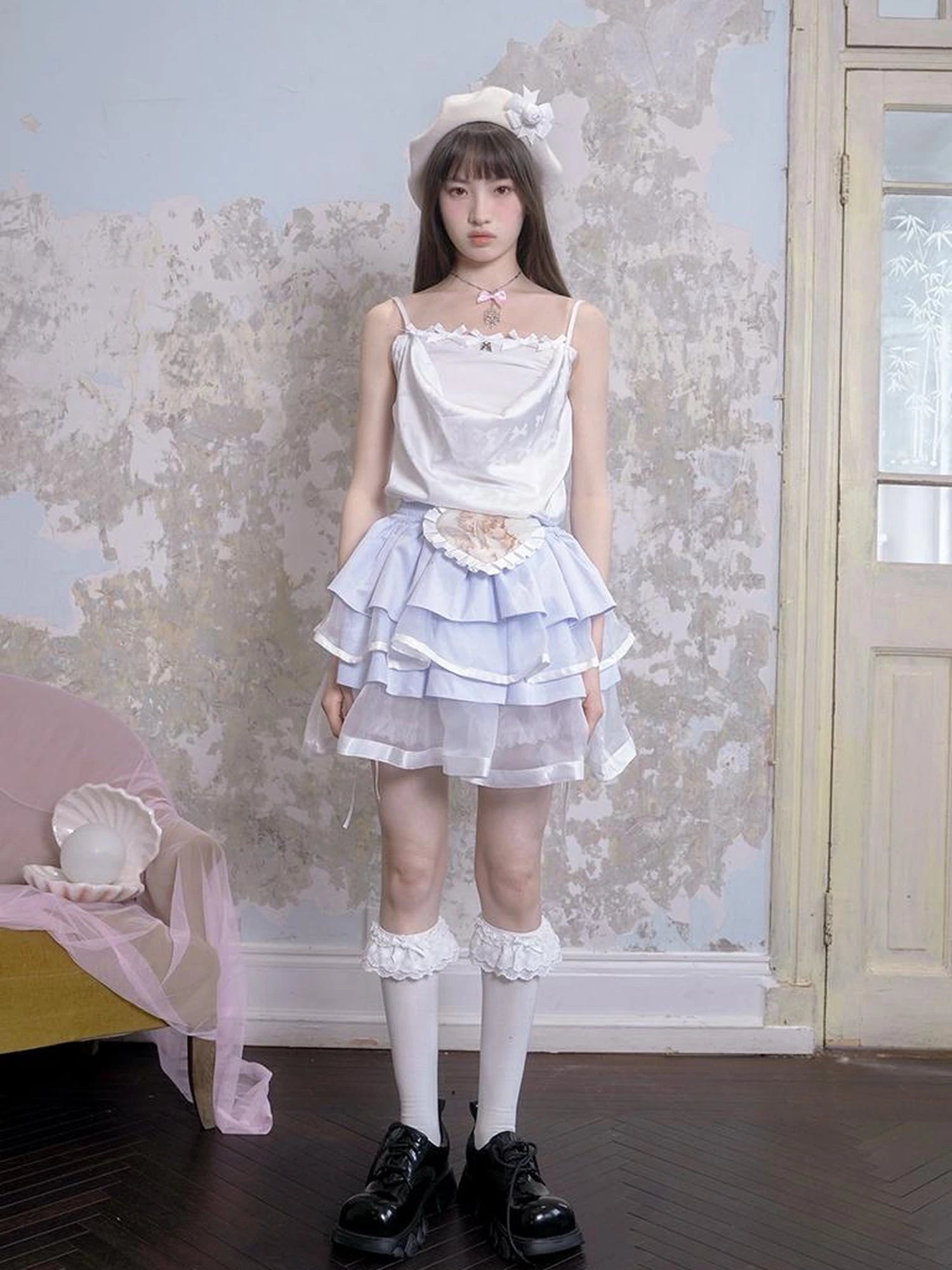 Day To Day Princess Ballet Angel Print Fluffy Short Skirt