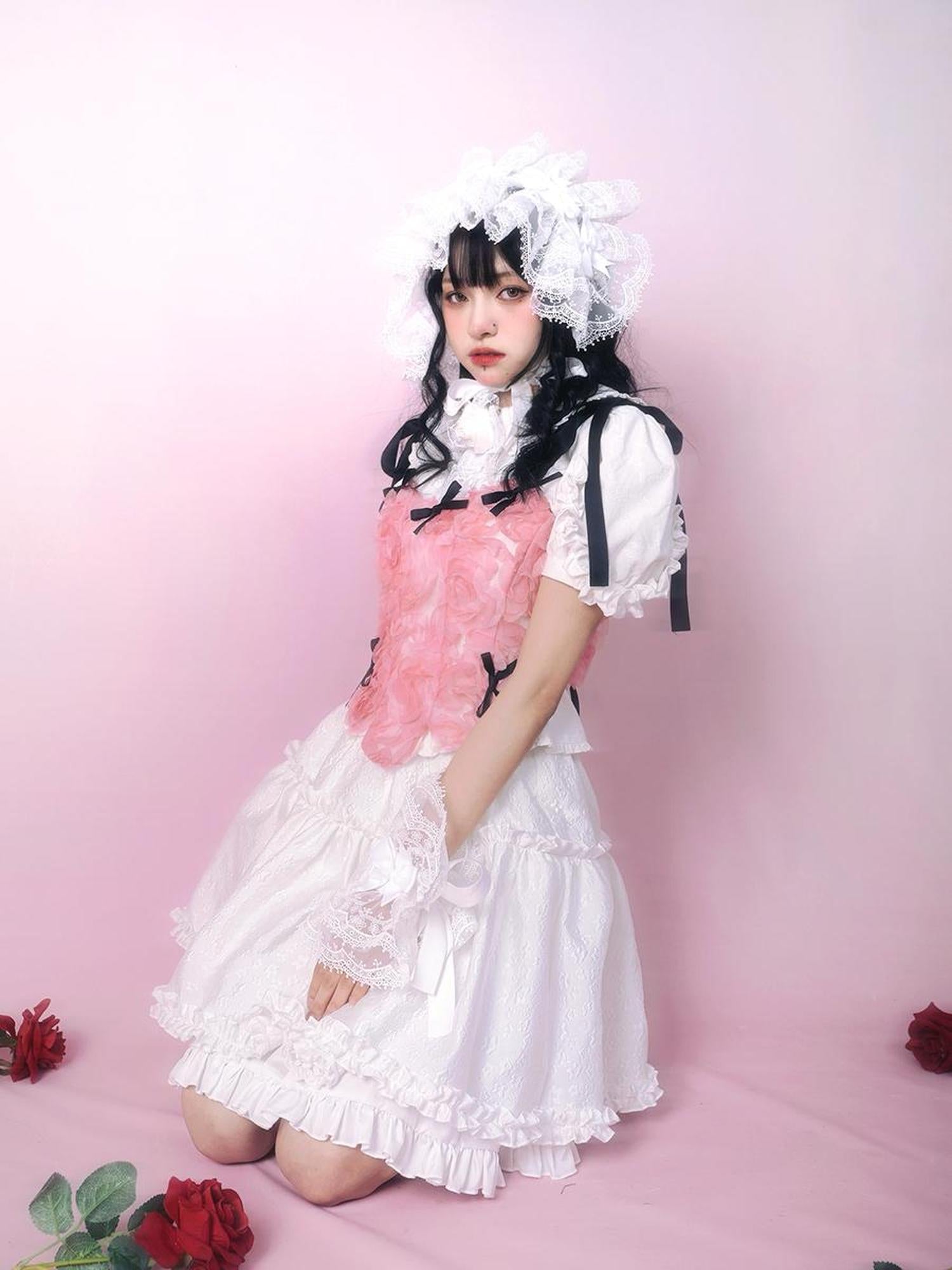 Daytoday Day To Day Rose Bow Lace Up Vest