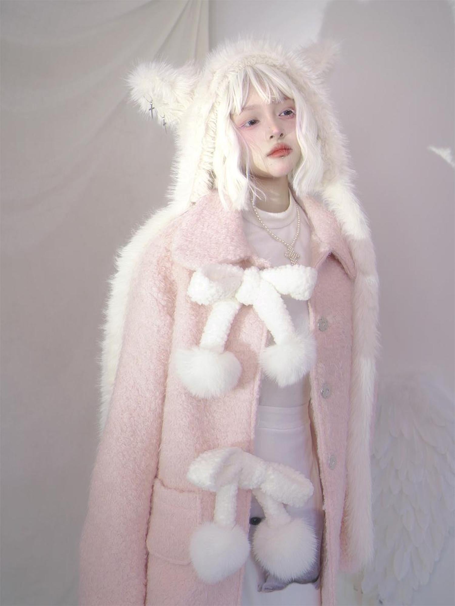 Daytoday Day To Day Sweet Bow Cherry Wool Blend Coat