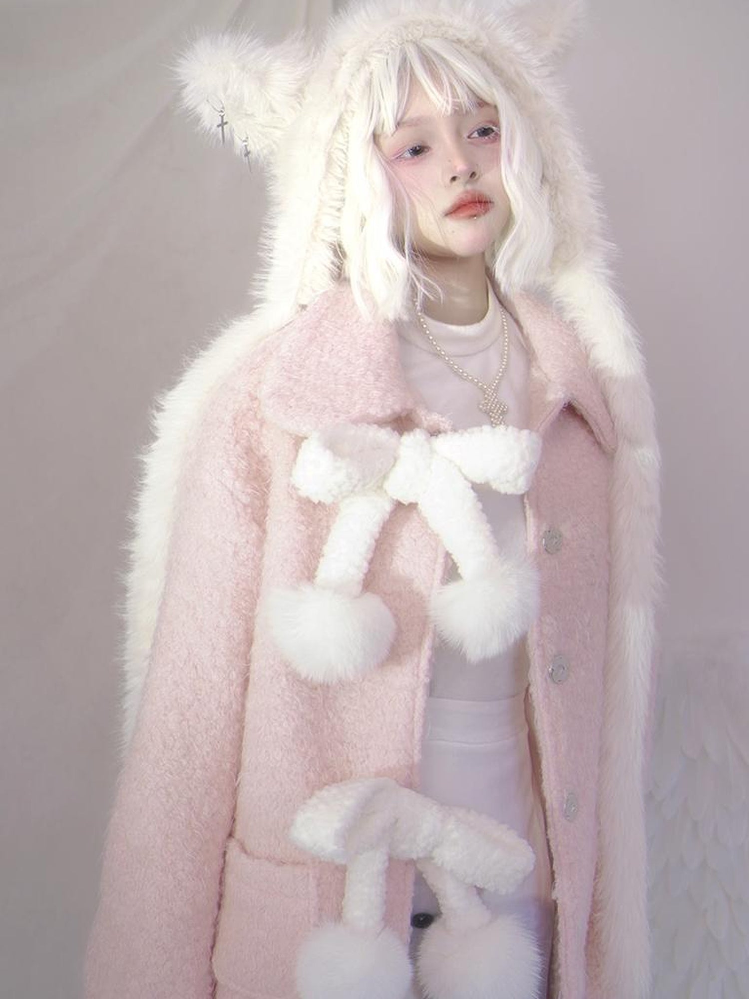 Daytoday Day To Day Sweet Bow Cherry Wool Blend Coat