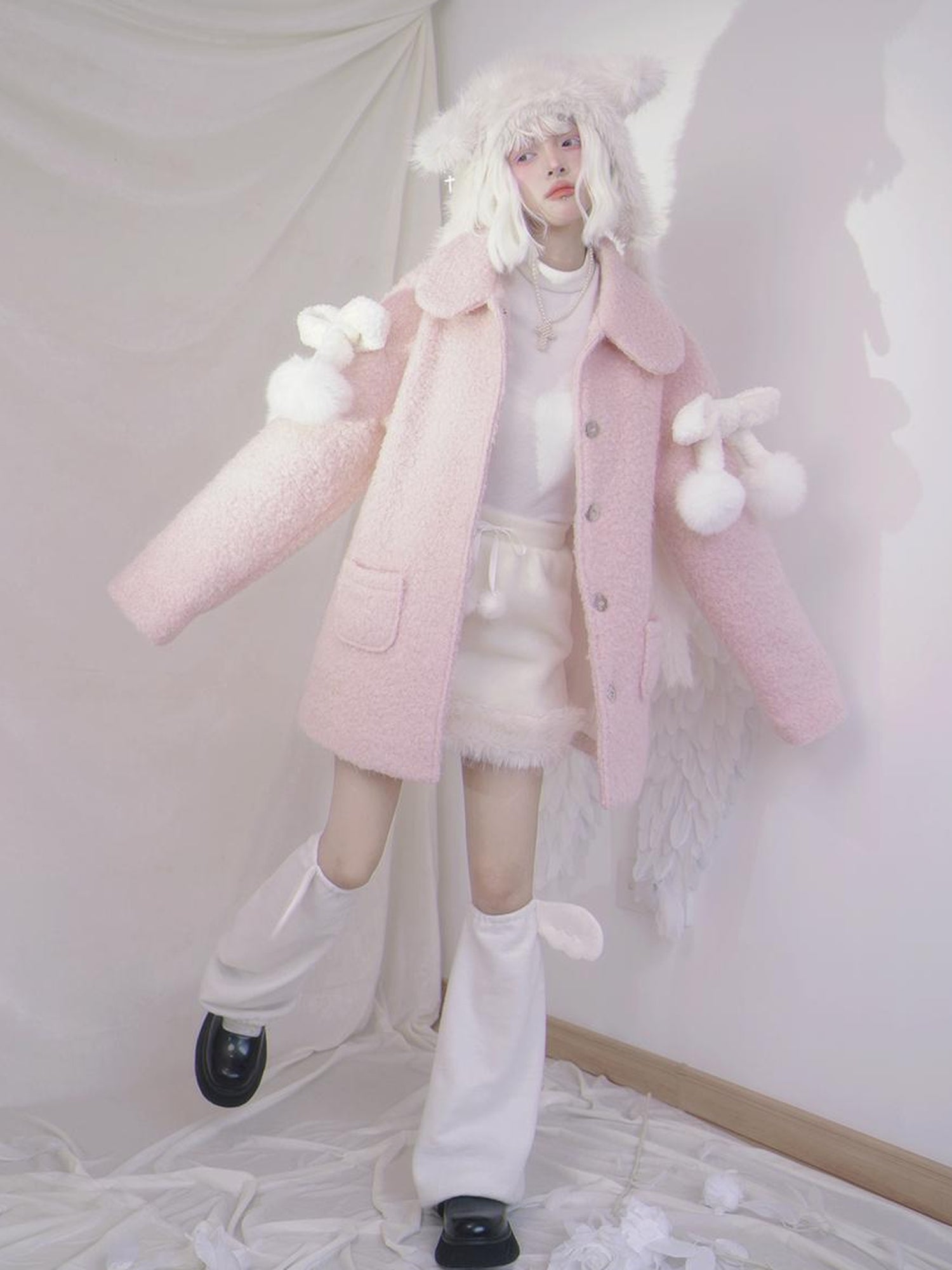 Daytoday Day To Day Sweet Bow Cherry Wool Blend Coat