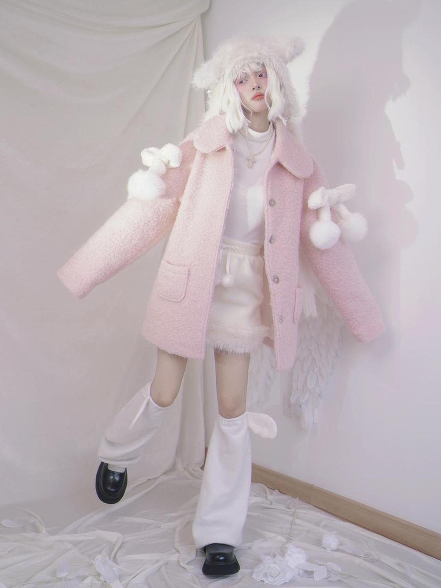 Daytoday Day To Day Sweet Bow Cherry Wool Blend Coat