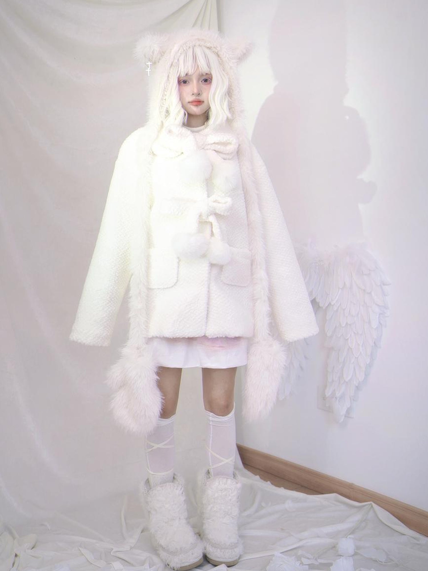 Daytoday Day To Day Sweet Bow Cherry Wool Blend Coat