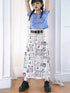 Daytoday Angel Print Denim A-Line Maxi Skirt