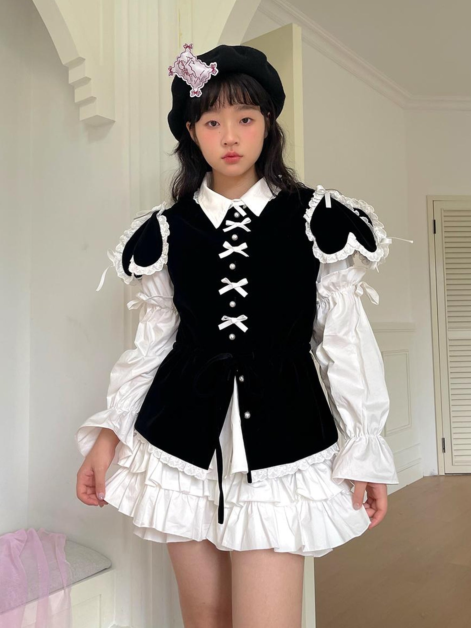 Daytoday Detachable Sleeve Velvet Heart Vest Top