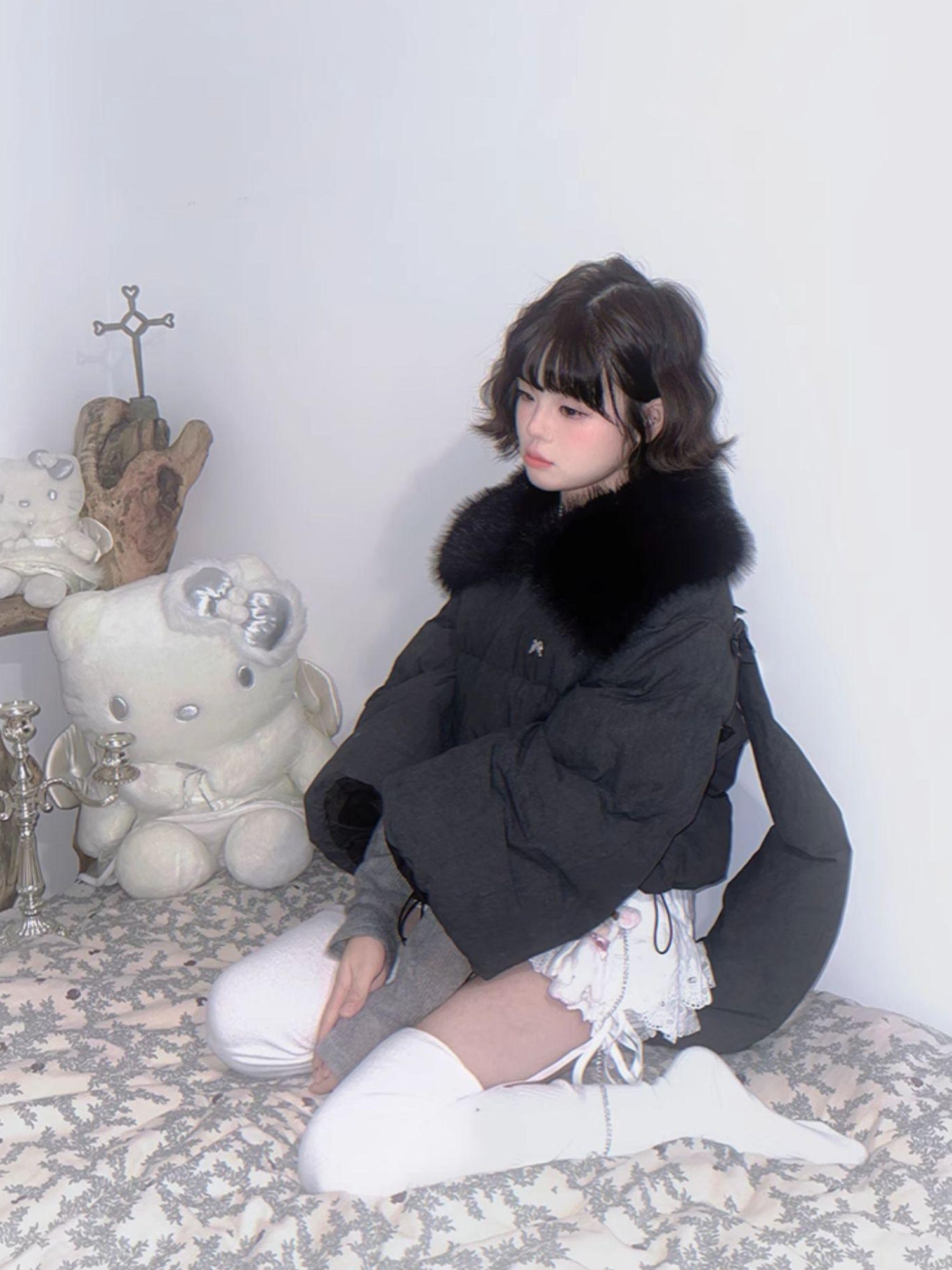 Daytoday Detachable Wing Quilted Jacket With Faux Fur Collar