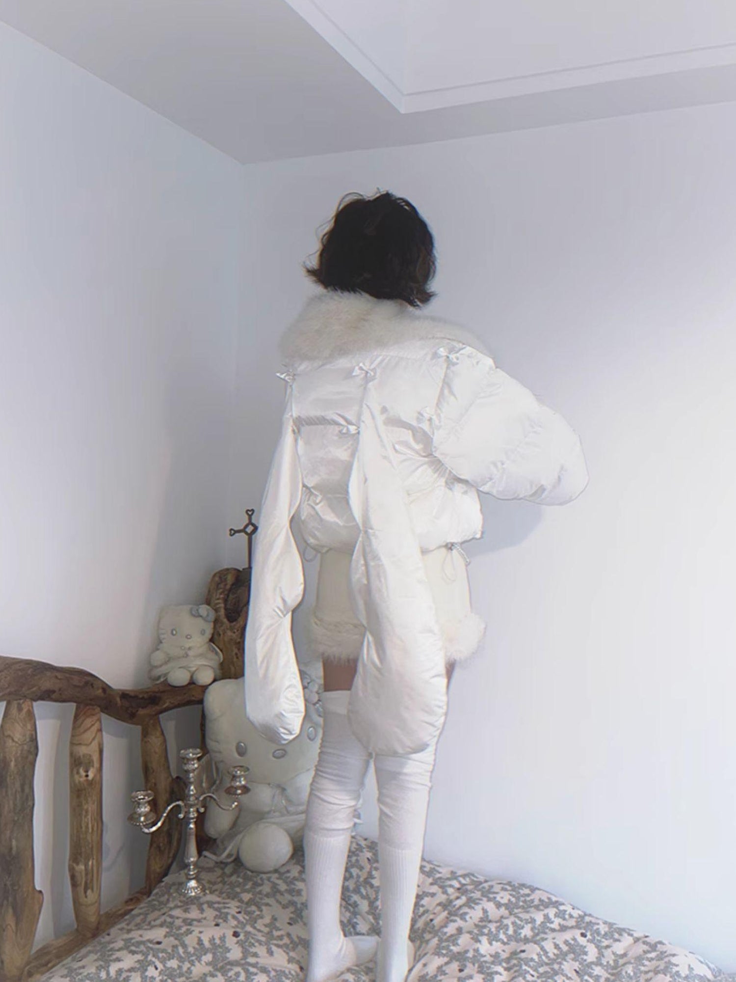Daytoday Detachable Wing Quilted Jacket With Faux Fur Collar