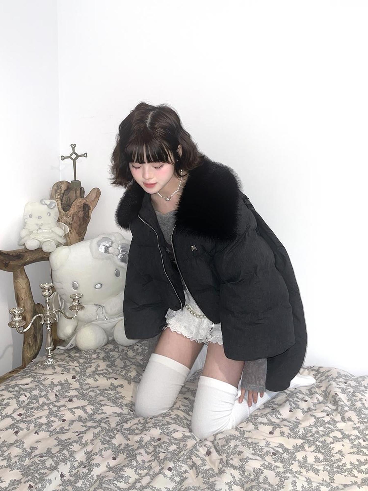 Daytoday Detachable Wing Quilted Jacket With Faux Fur Collar
