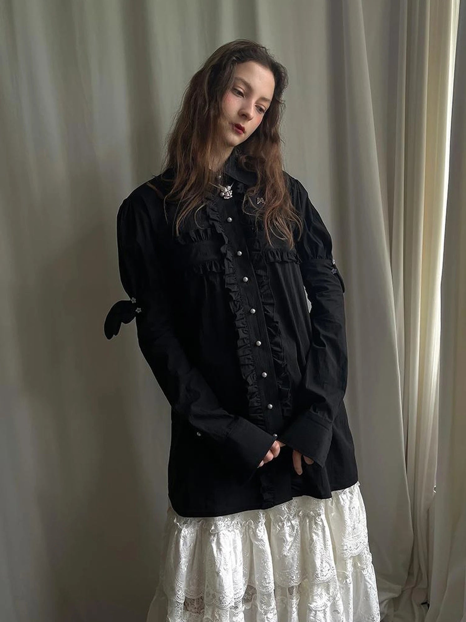 Detachable Wing Sleeve Long Cross Shirt