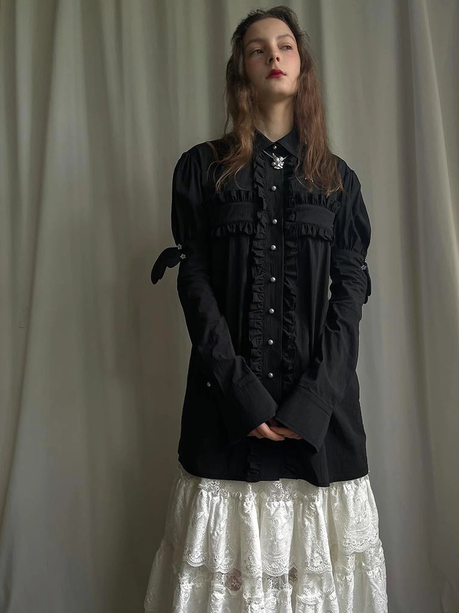 Detachable Wing Sleeve Long Cross Shirt