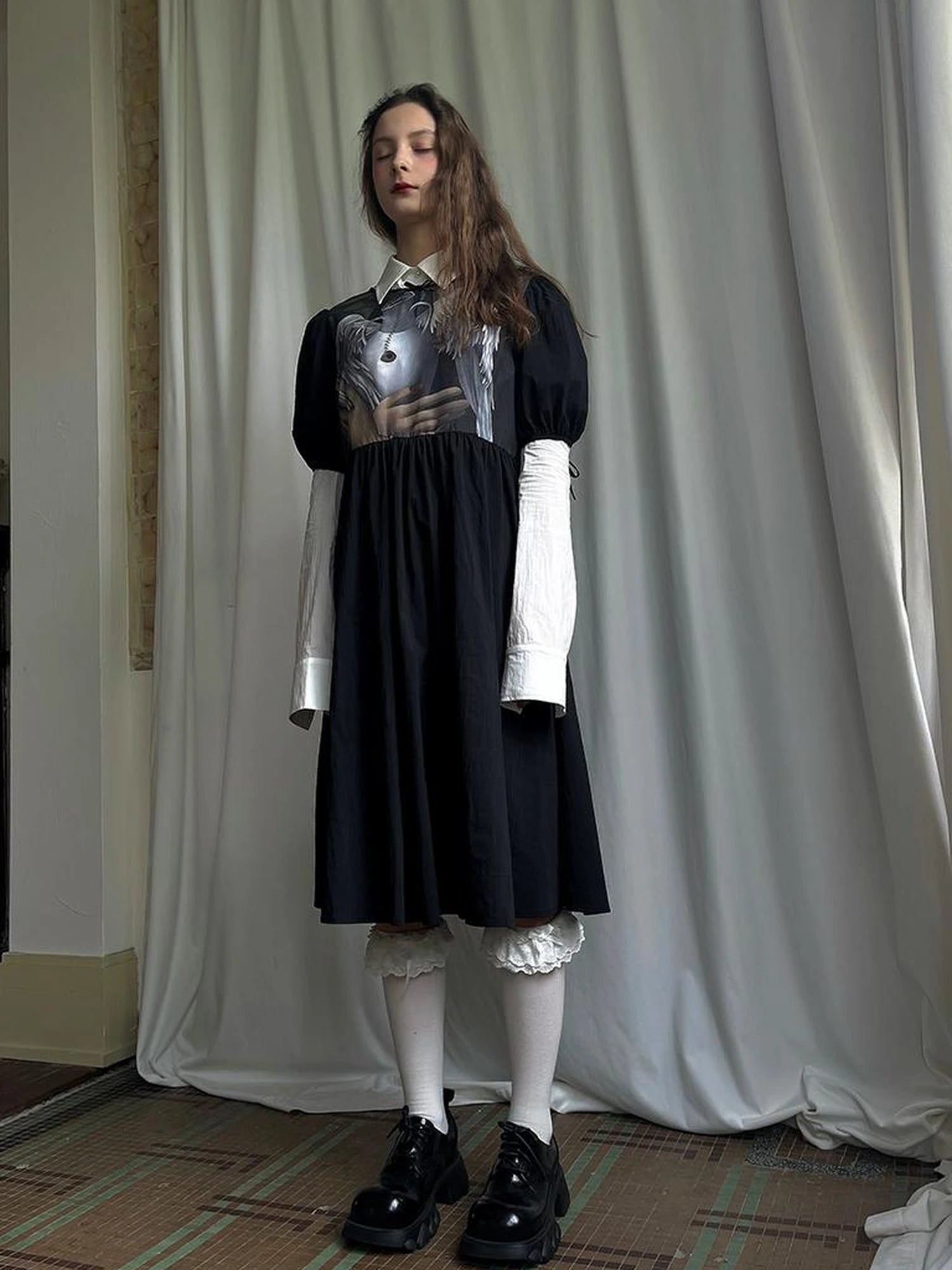 Detachable Wing Sleeve Long Cross Shirt