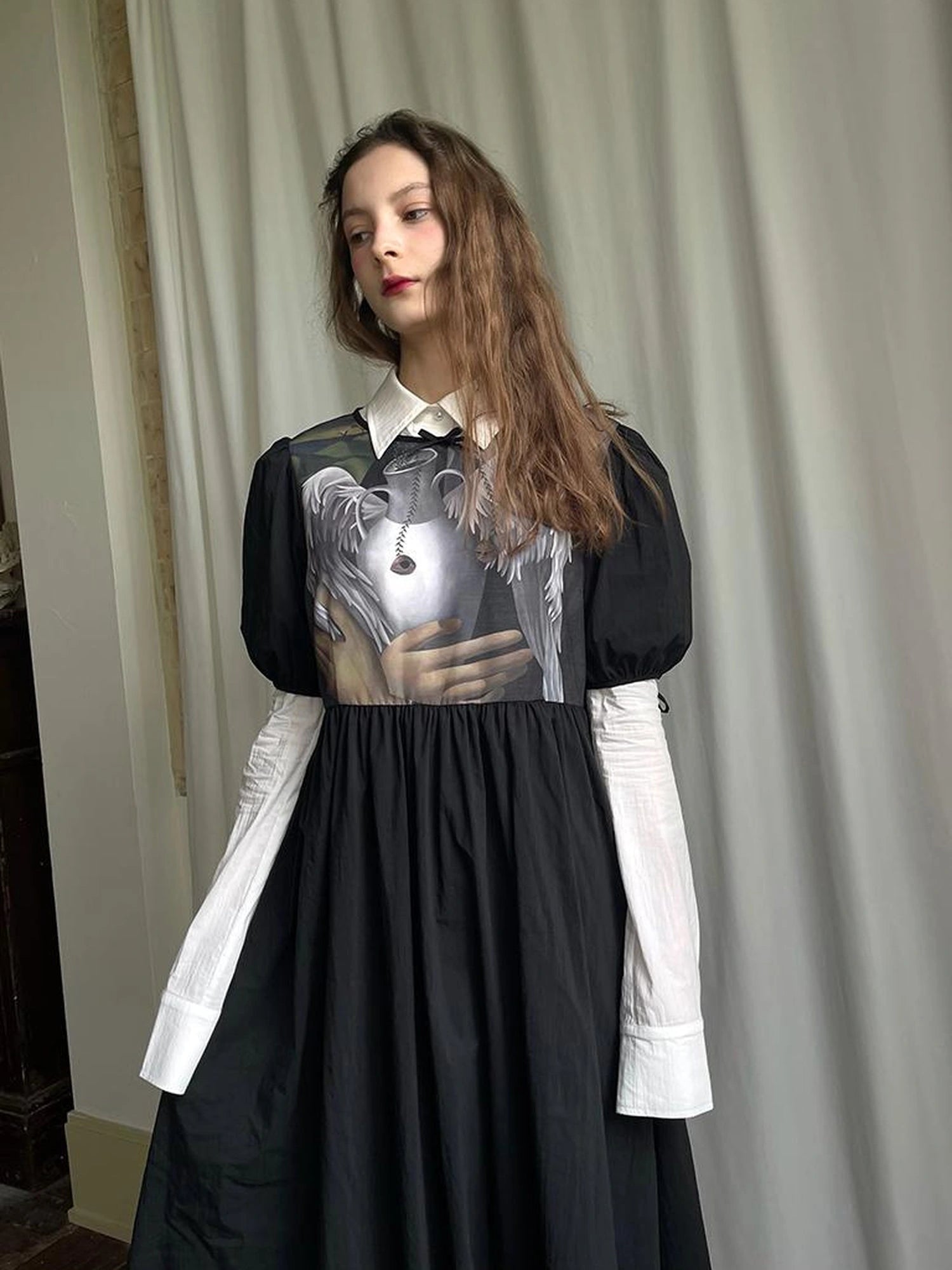 Detachable Wing Sleeve Long Cross Shirt