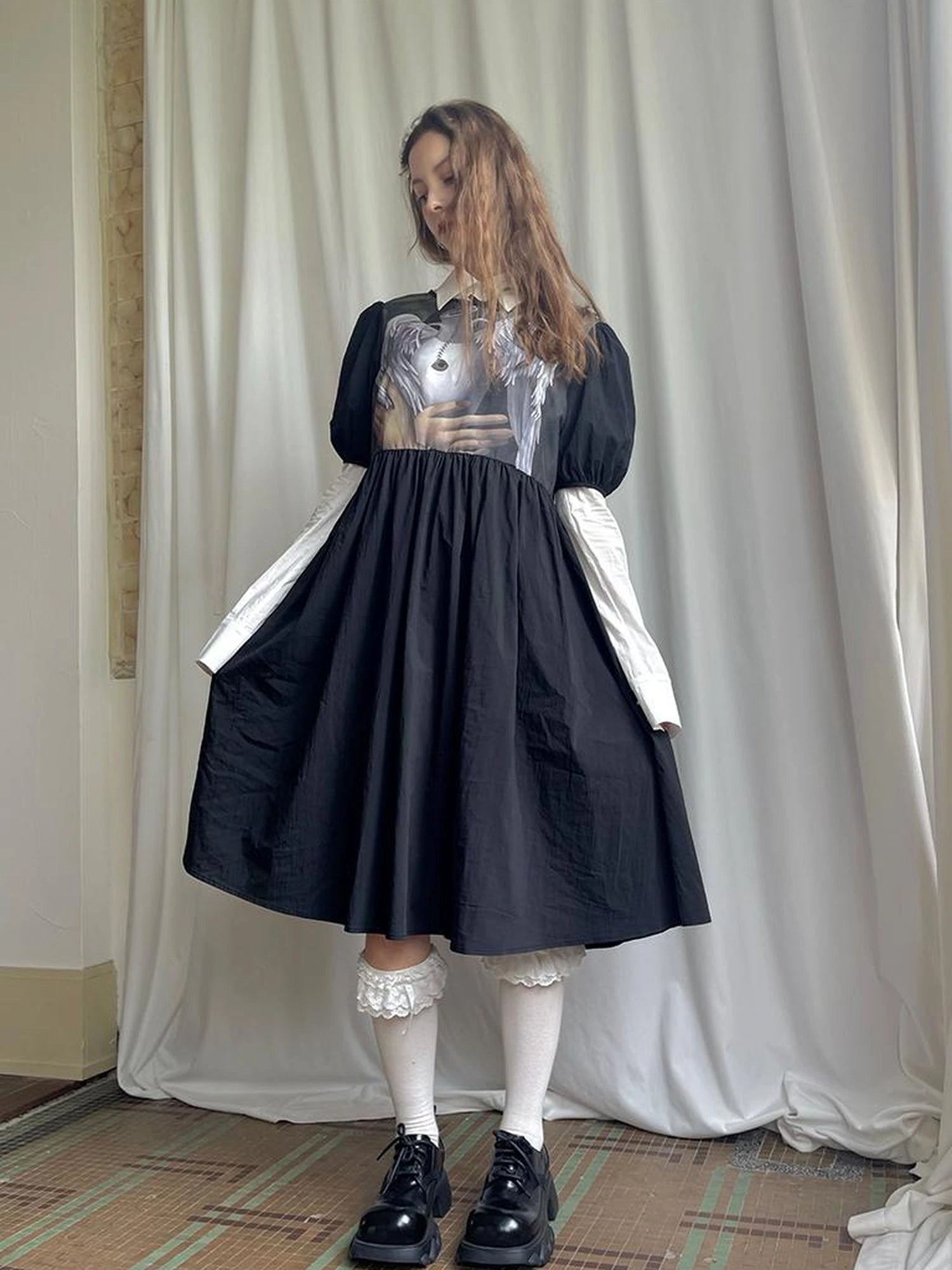 Detachable Wing Sleeve Long Cross Shirt