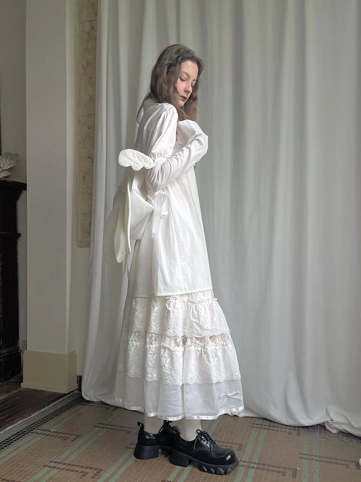 Detachable Wing Sleeve Long Cross Shirt