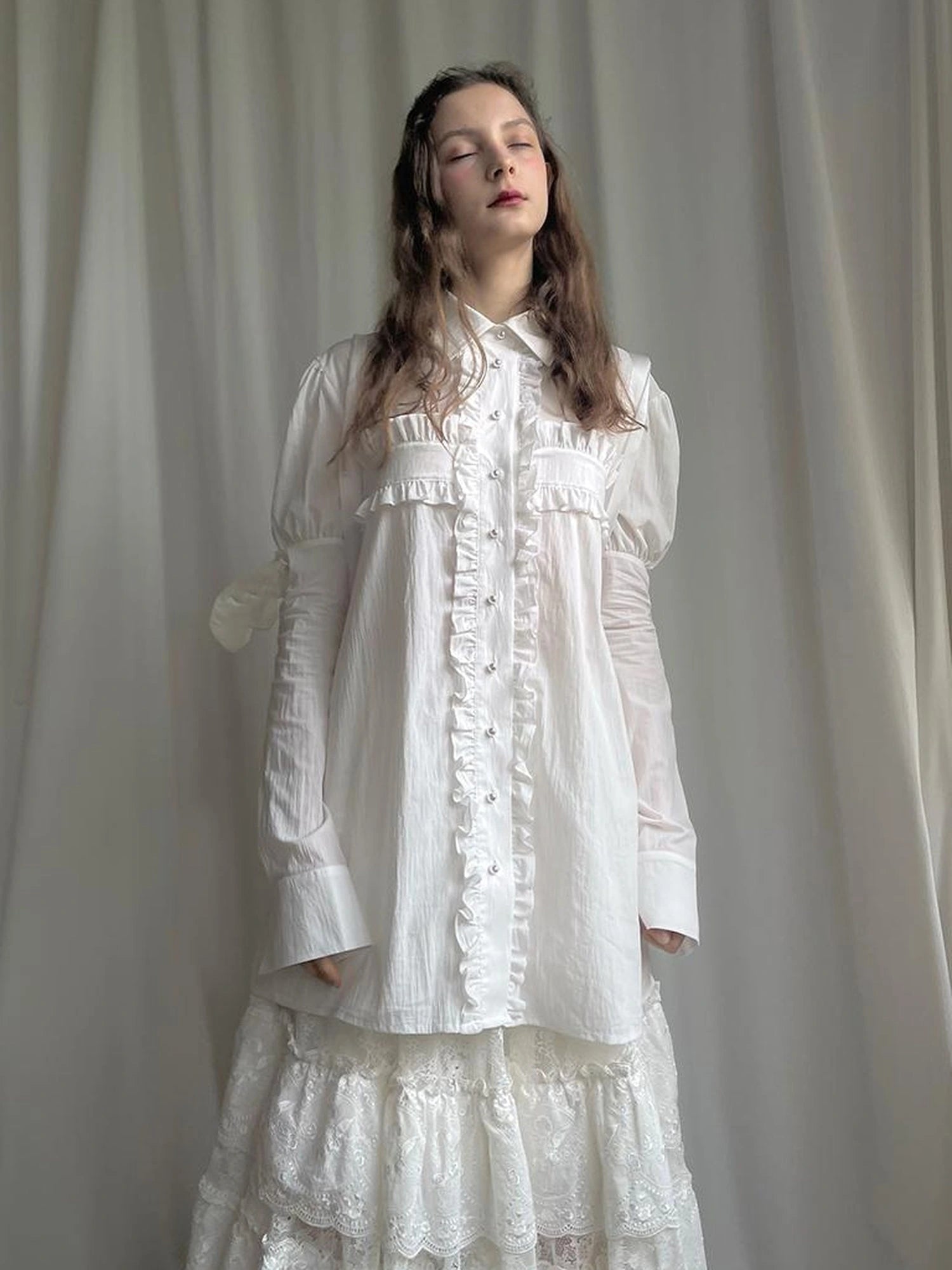 Detachable Wing Sleeve Long Cross Shirt