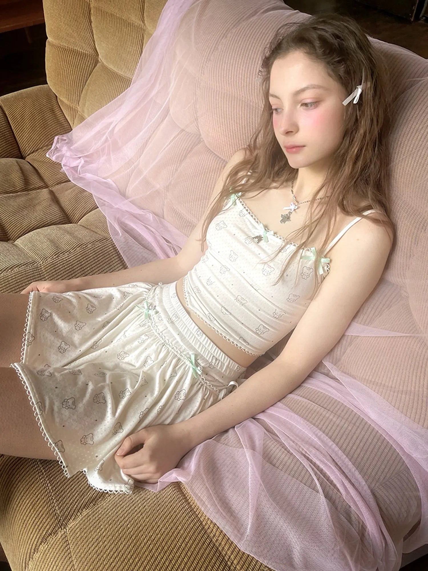 Detachable Wings Bear Print Cami Top