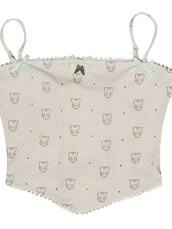 Detachable Wings Bear Print Cami Top
