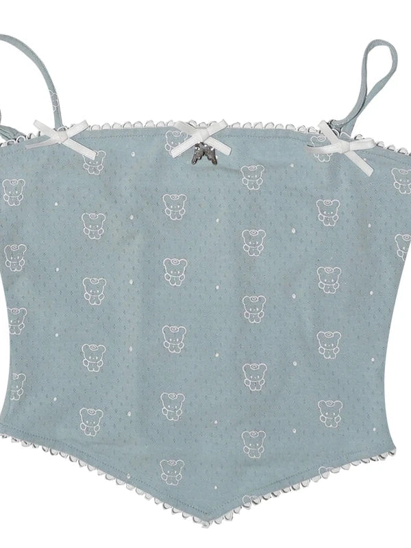 Detachable Wings Bear Print Cami Top
