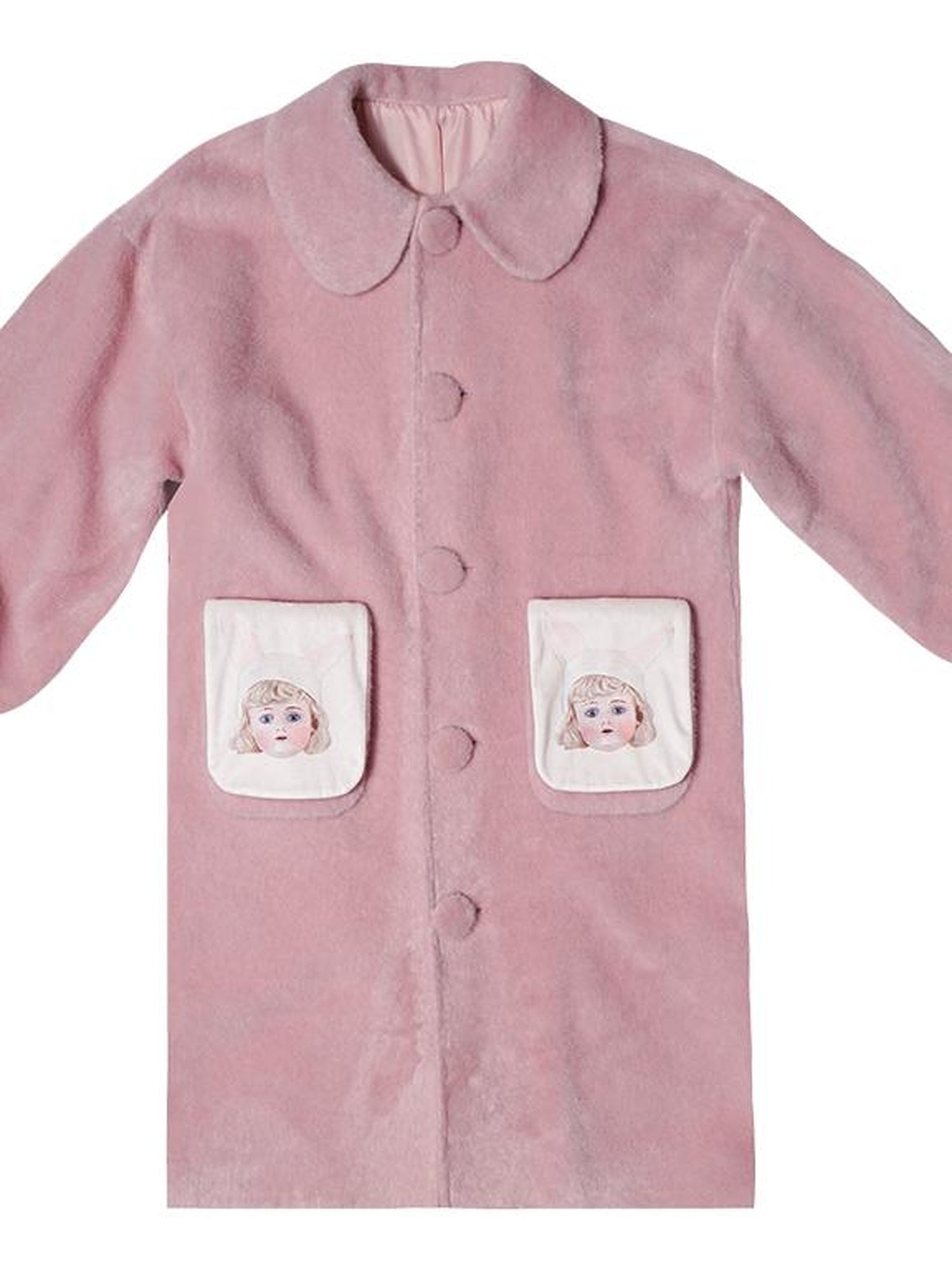 Daytoday Dolly Print Bubble Sleeve Cotton Padded Long Wool Coat