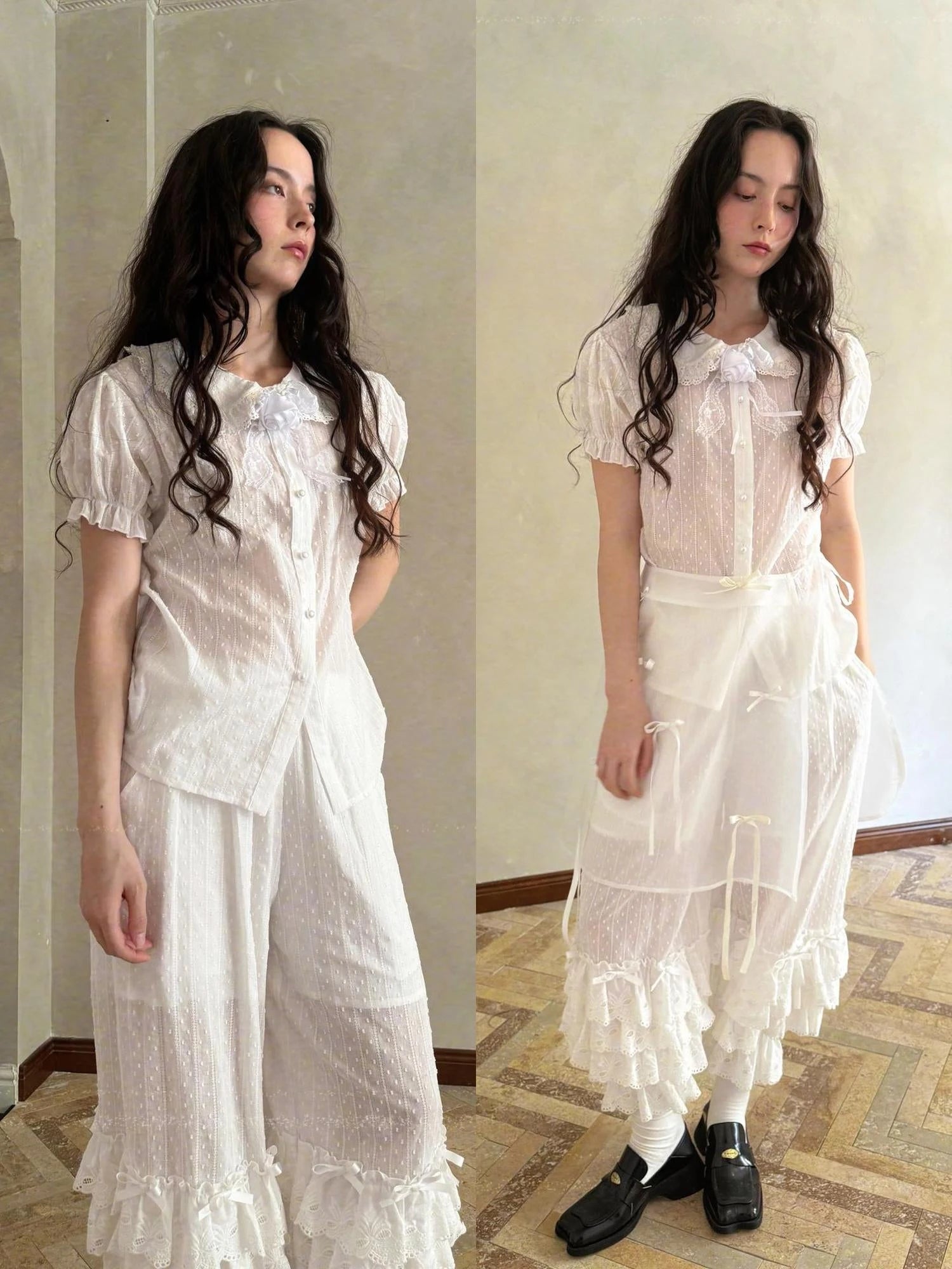 Fairy Tale Bubble Sleeve Cotton Shirt