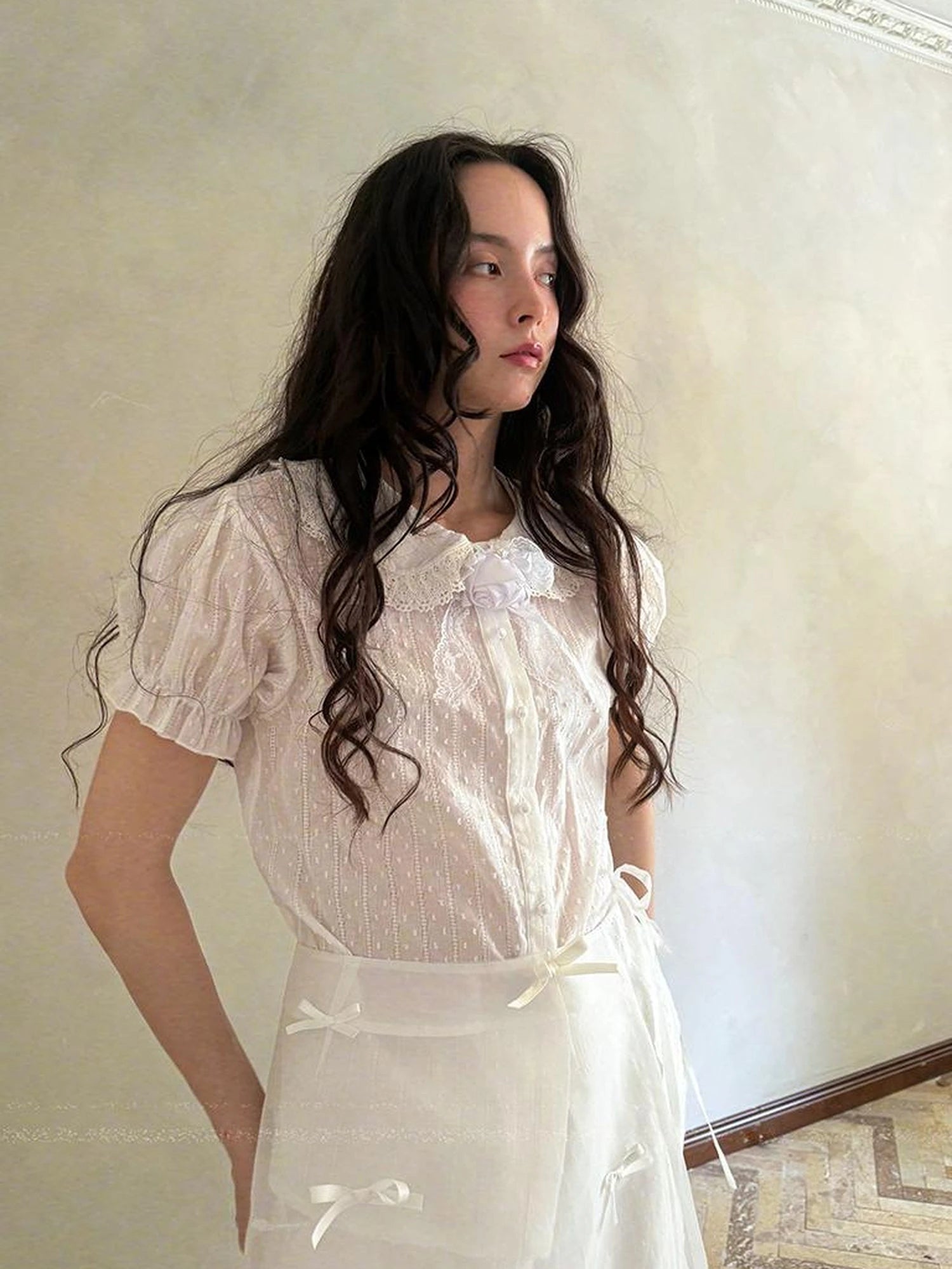 Fairy Tale Bubble Sleeve Cotton Shirt