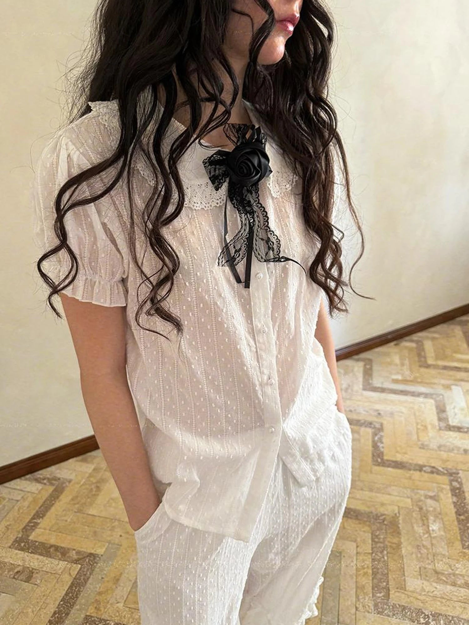 Fairy Tale Bubble Sleeve Cotton Shirt