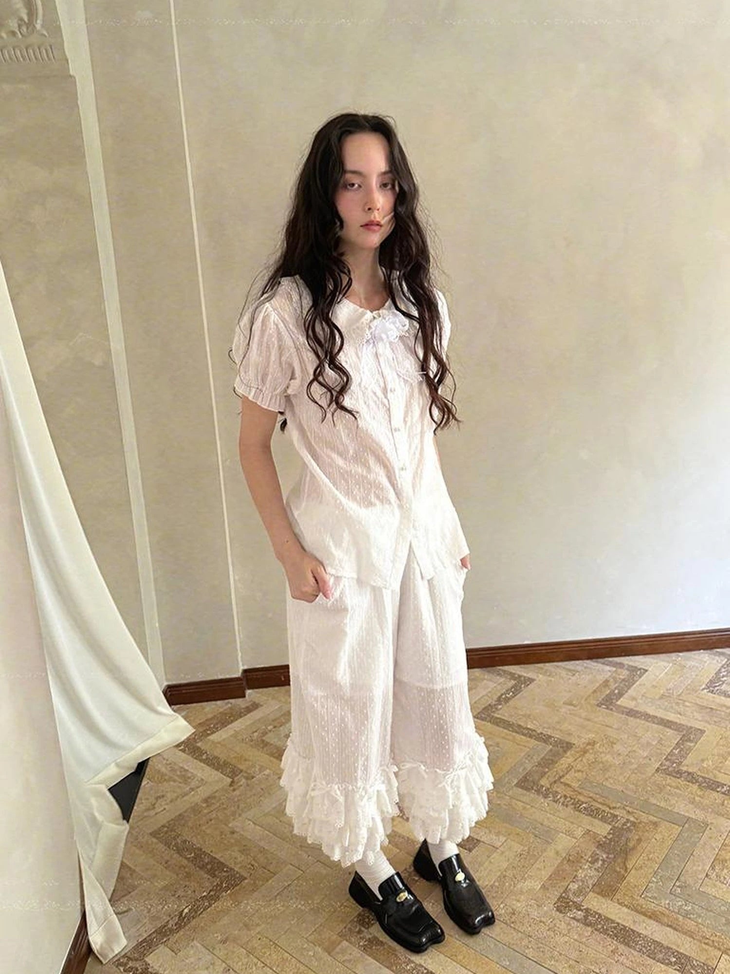 Fairy Tale Bubble Sleeve Cotton Shirt