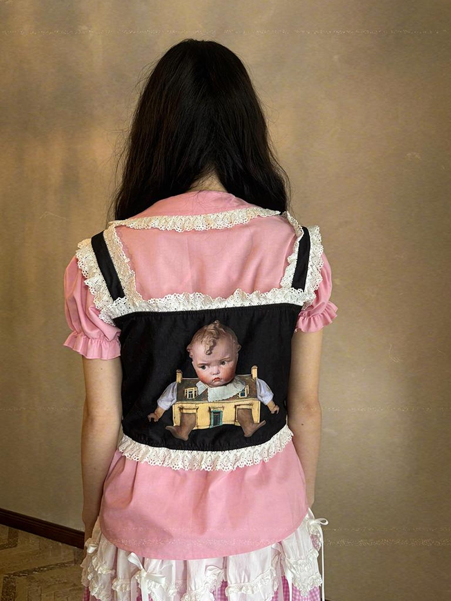 Daytoday Fairy Tale Print Lace Bow Vest