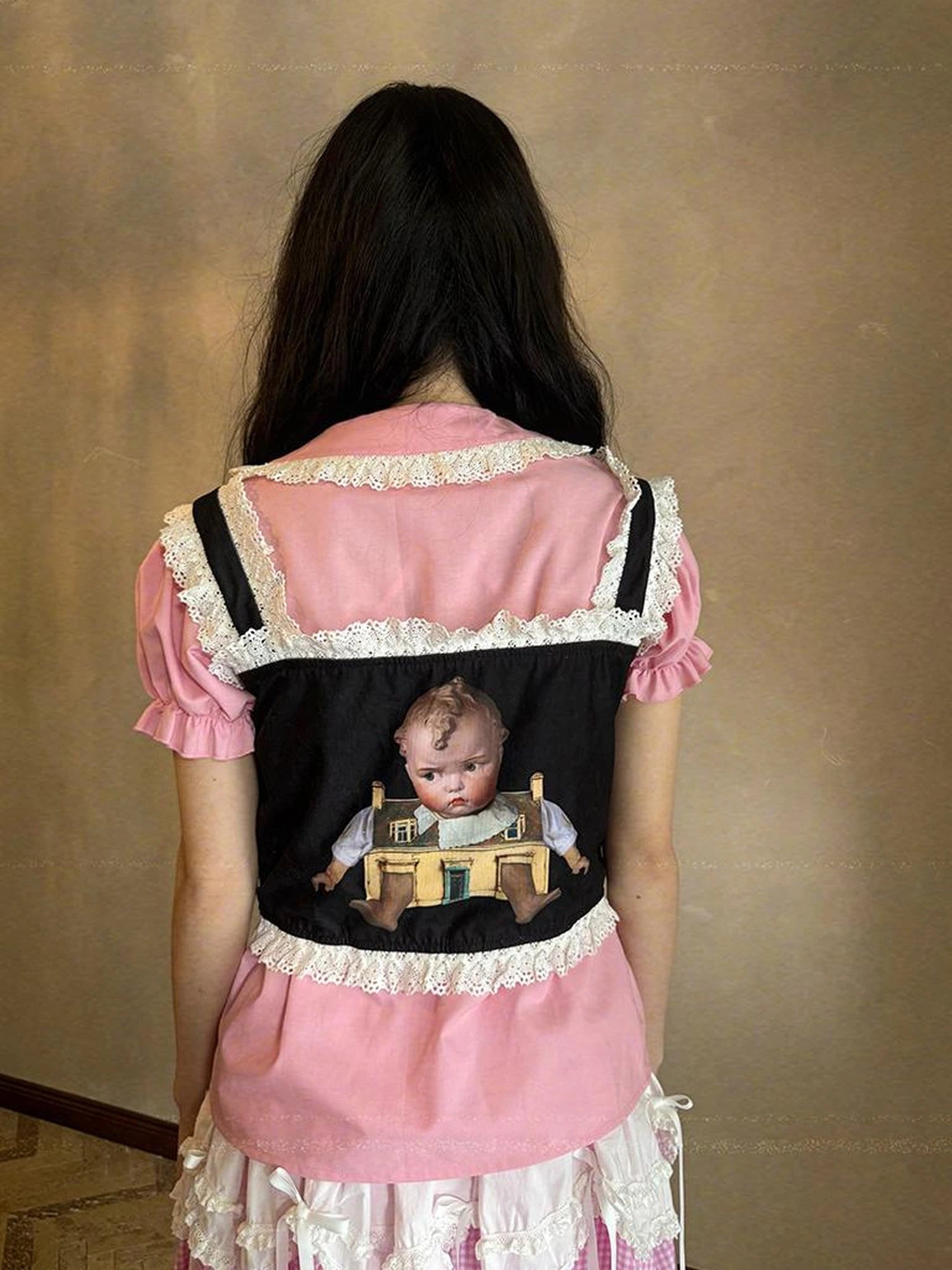 Fairy Tale Print Lace Bow Vest