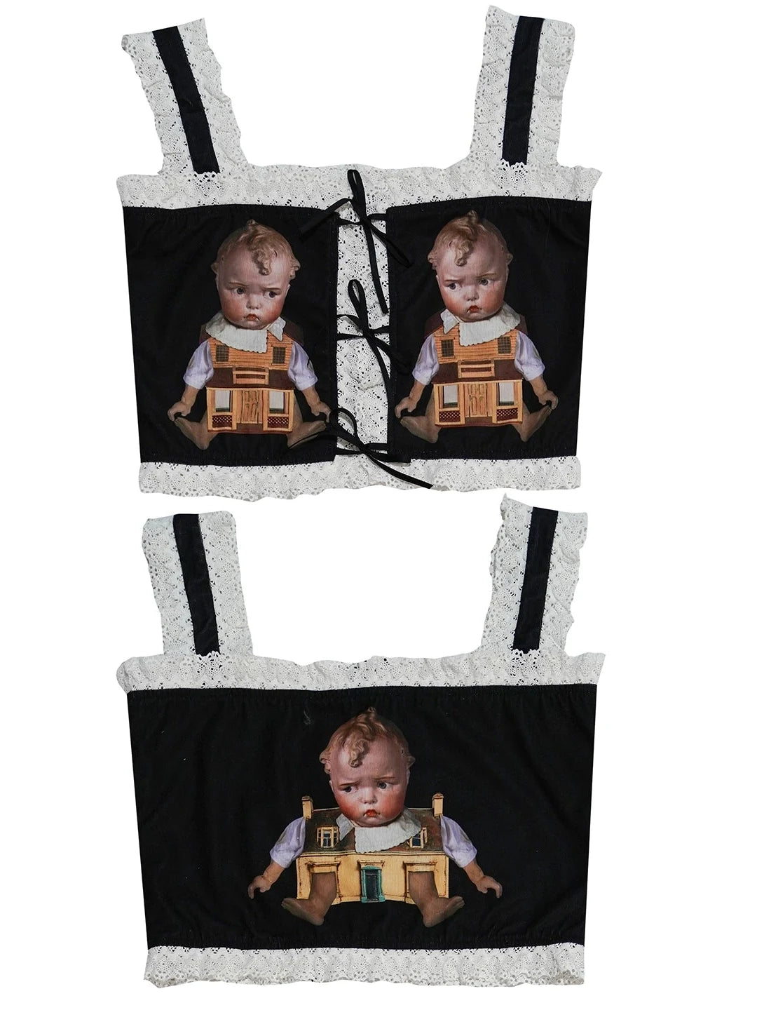 Fairy Tale Print Lace Bow Vest