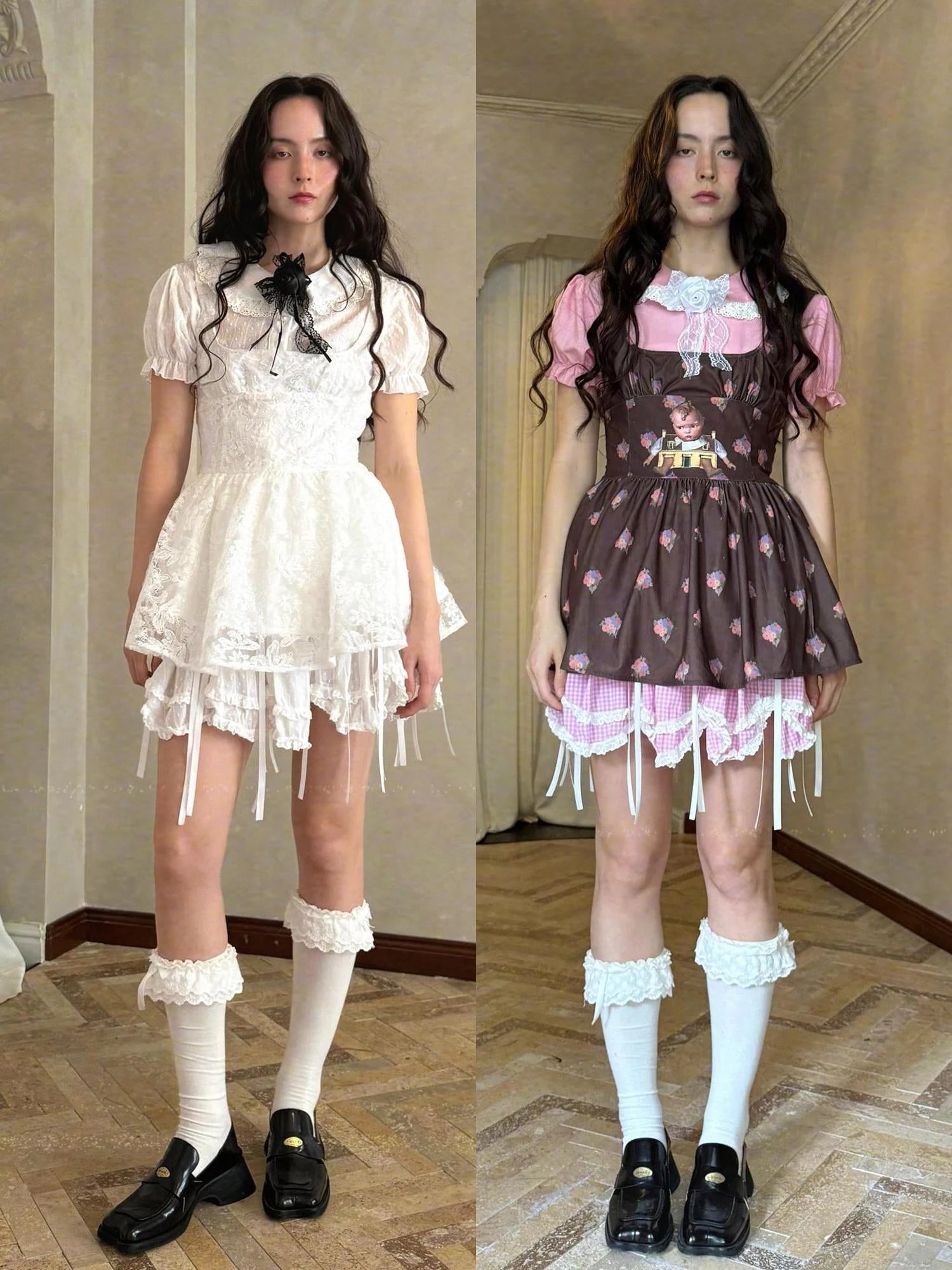 Fairytale Print Knit Jumper Dress With Doll Illustration