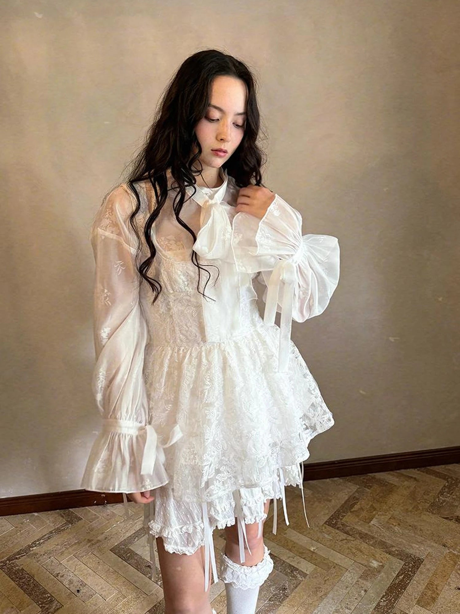 Fairytale Print Knit Jumper Dress With Doll Illustration