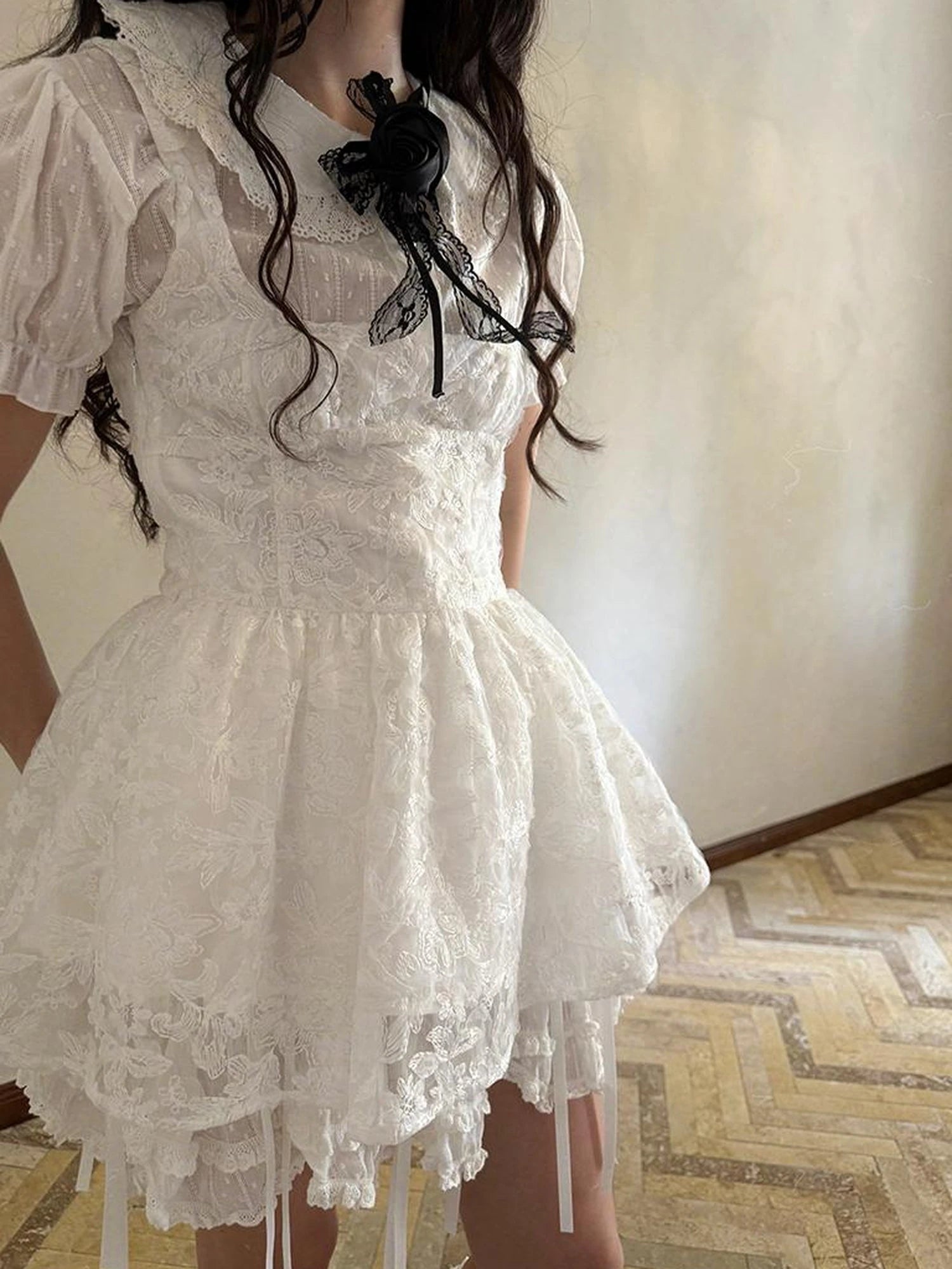 Fairytale Print Knit Jumper Dress With Doll Illustration