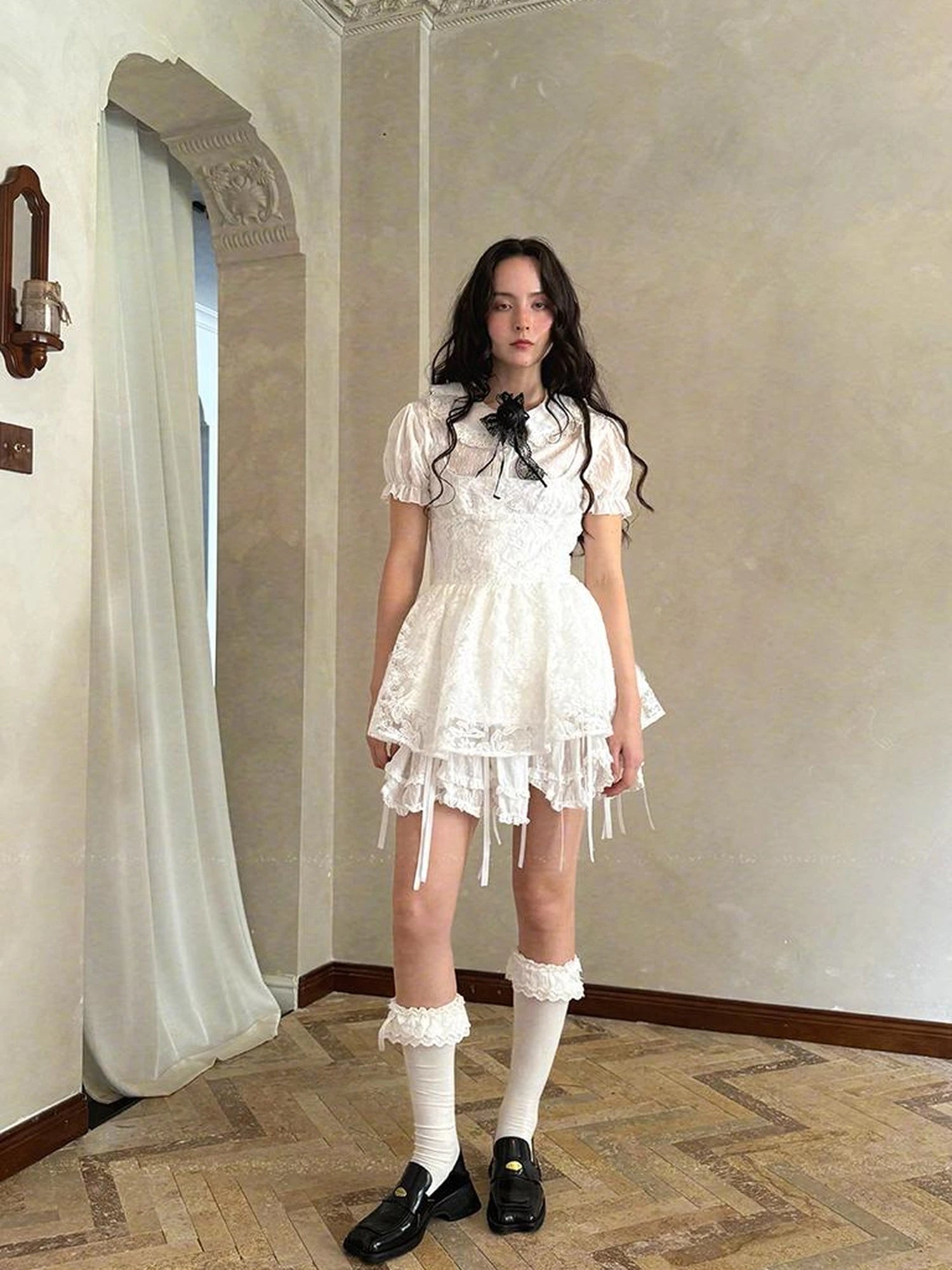 Fairytale Print Knit Jumper Dress With Doll Illustration