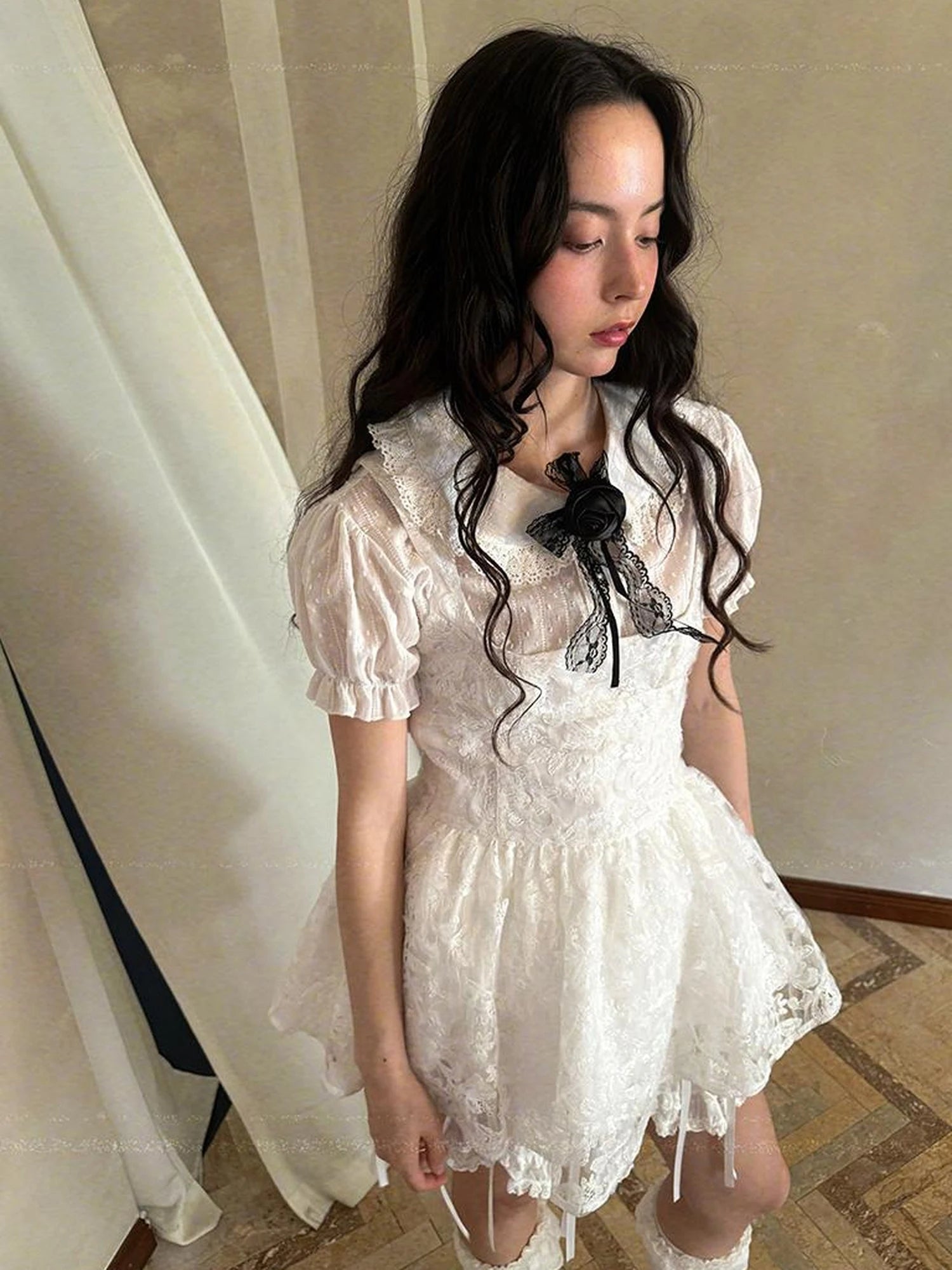 Fairytale Print Knit Jumper Dress With Doll Illustration