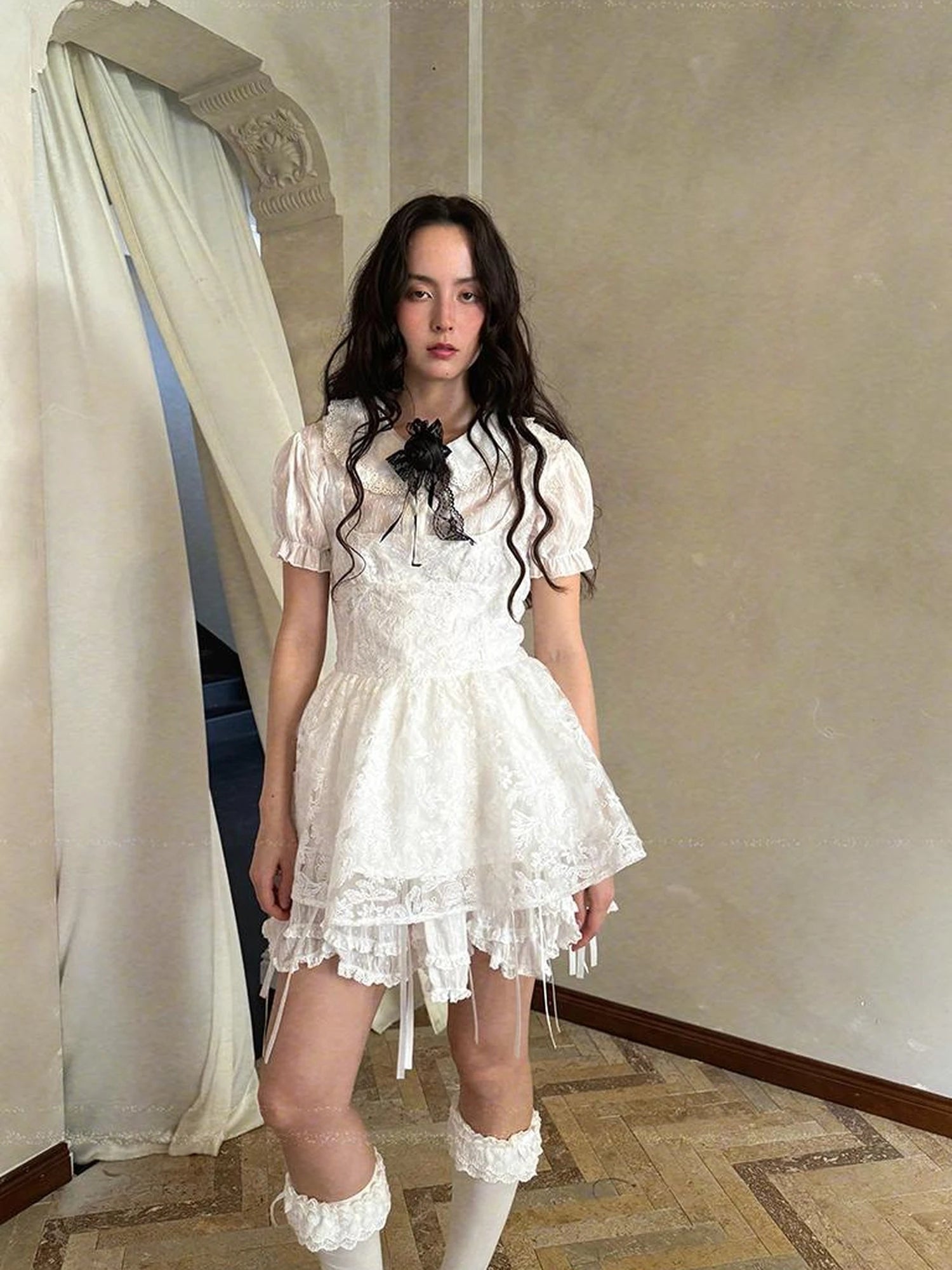 Fairytale Print Knit Jumper Dress With Doll Illustration