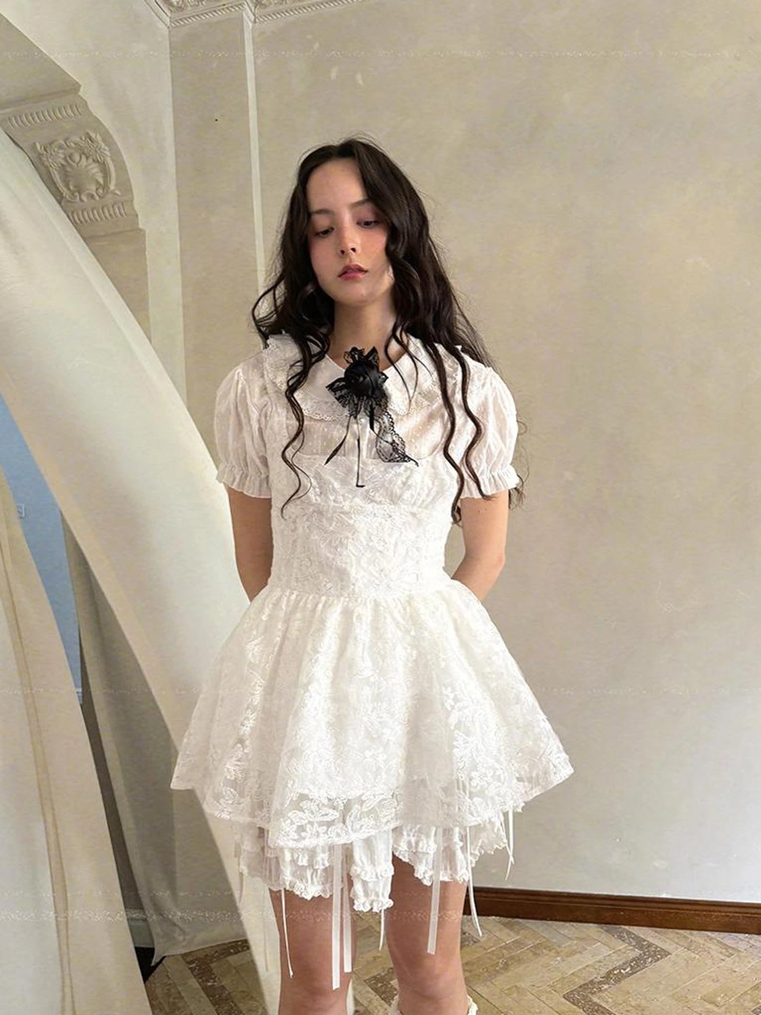 Fairytale Print Knit Jumper Dress With Doll Illustration