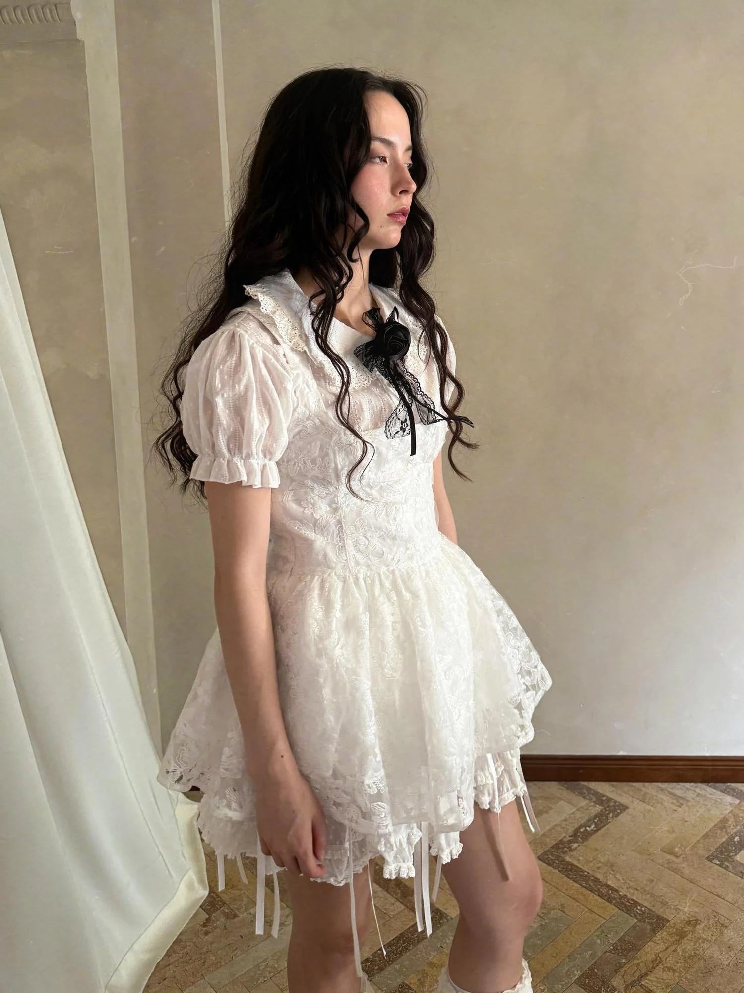 Fairytale Print Knit Jumper Dress With Doll Illustration