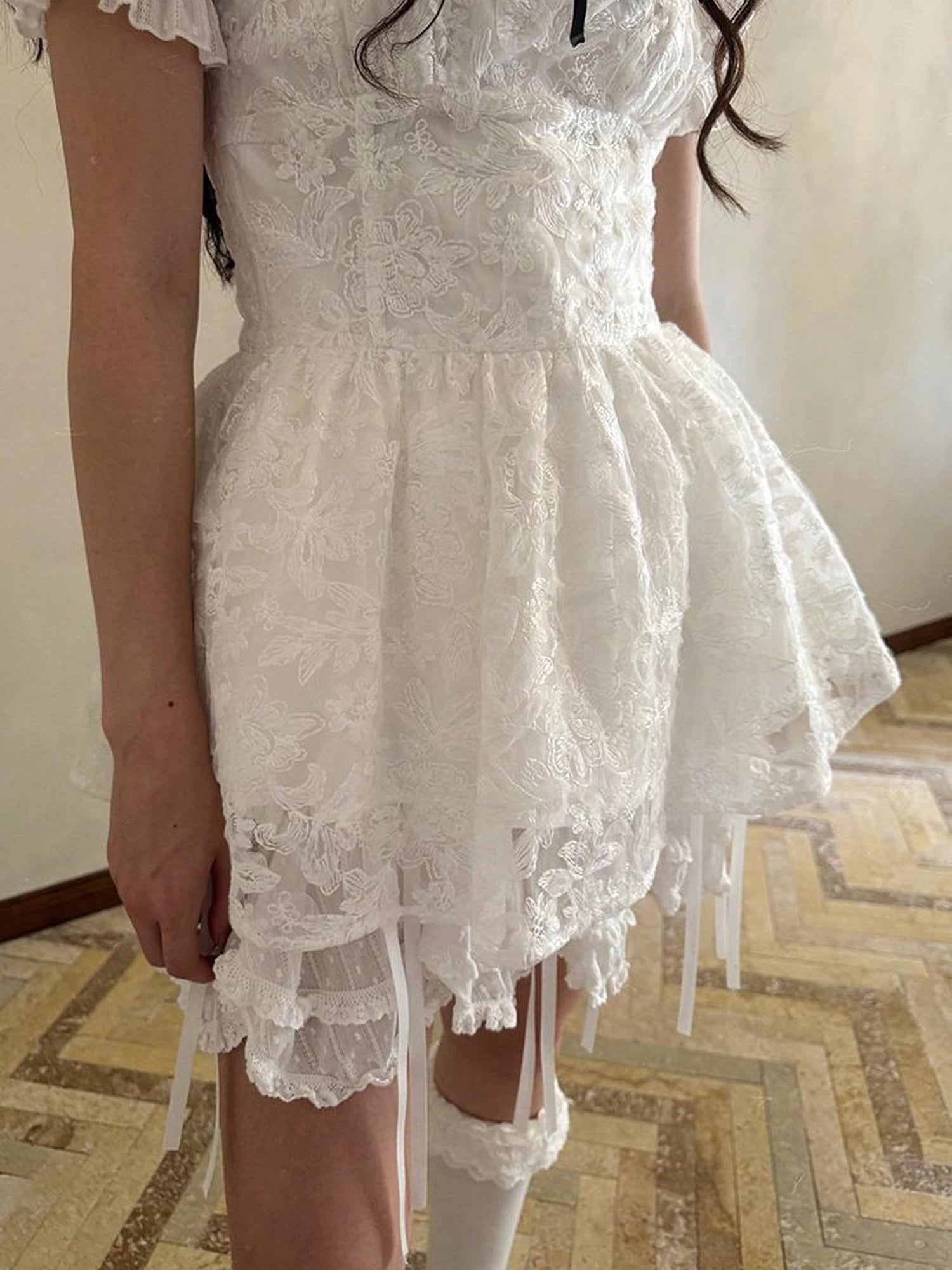 Fairytale Print Knit Jumper Dress With Doll Illustration