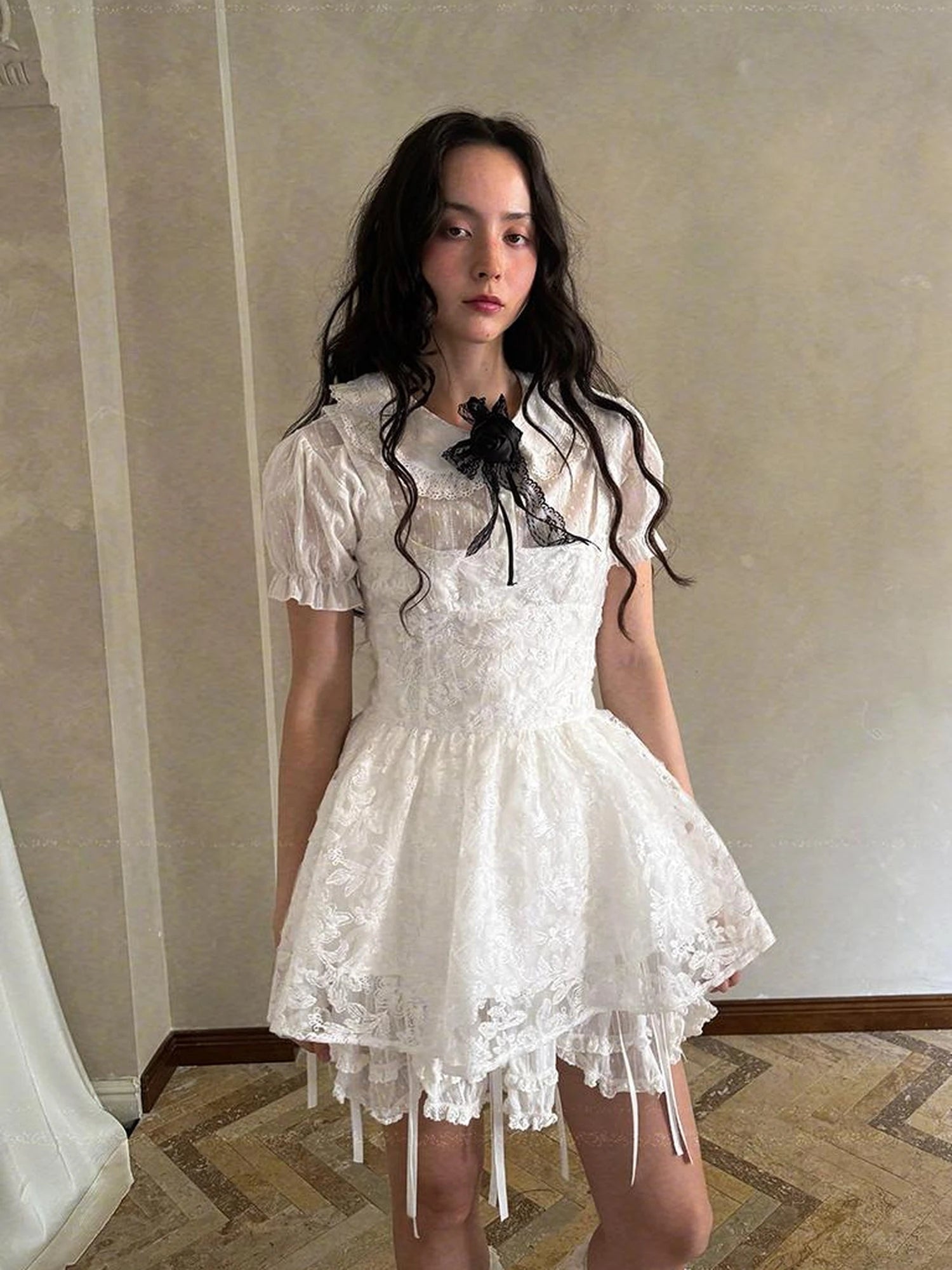 Fairytale Print Knit Jumper Dress With Doll Illustration